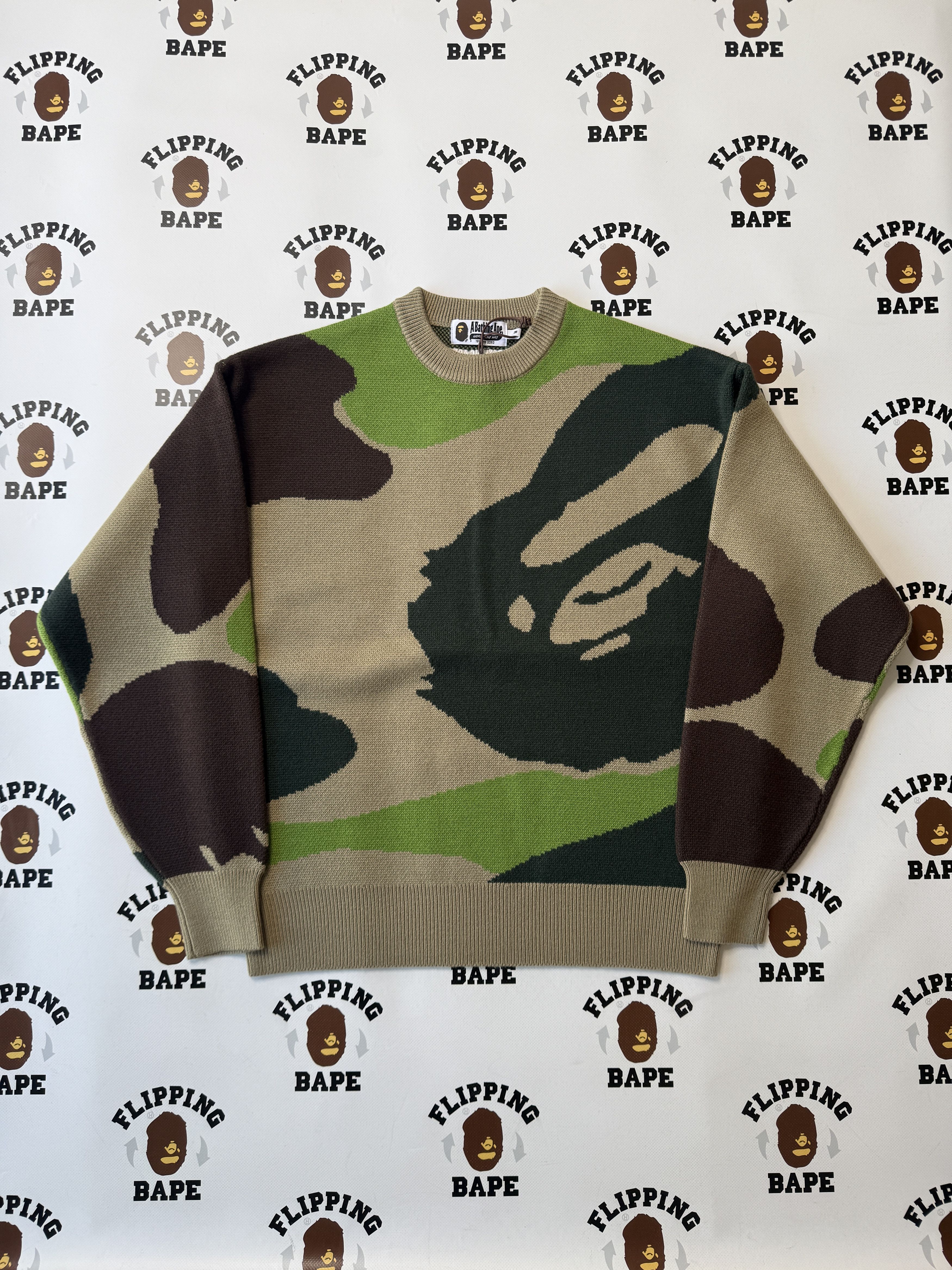 BAPE MEGA ABC CAMO KNIT CREWNECK SWEATSHIRT