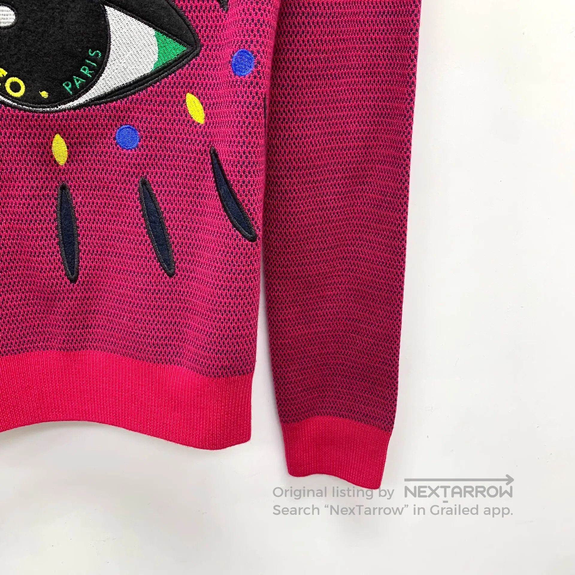 Kenzo Kenzo Pink logo eye embroidery round neck wool knitted swe Size US S / EU 44-46 / 1 - 4 Thumbnail