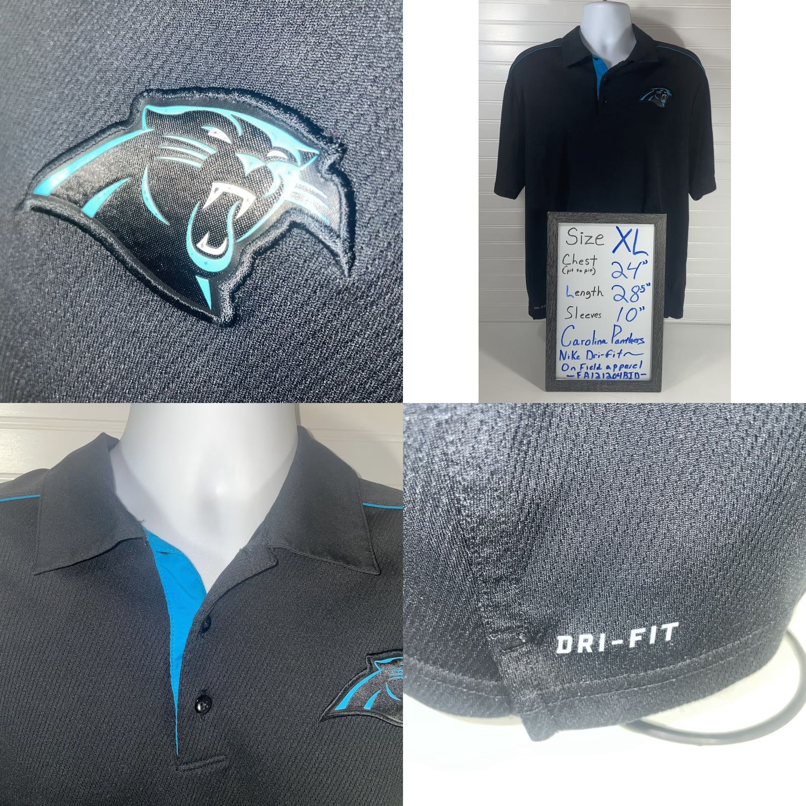 Nike Nike Dri-Fit Polo Shirt Men XL Black Panthers NFL Short Sleeve Button-Down Size US XL / EU 56 / 4 - 8 Thumbnail