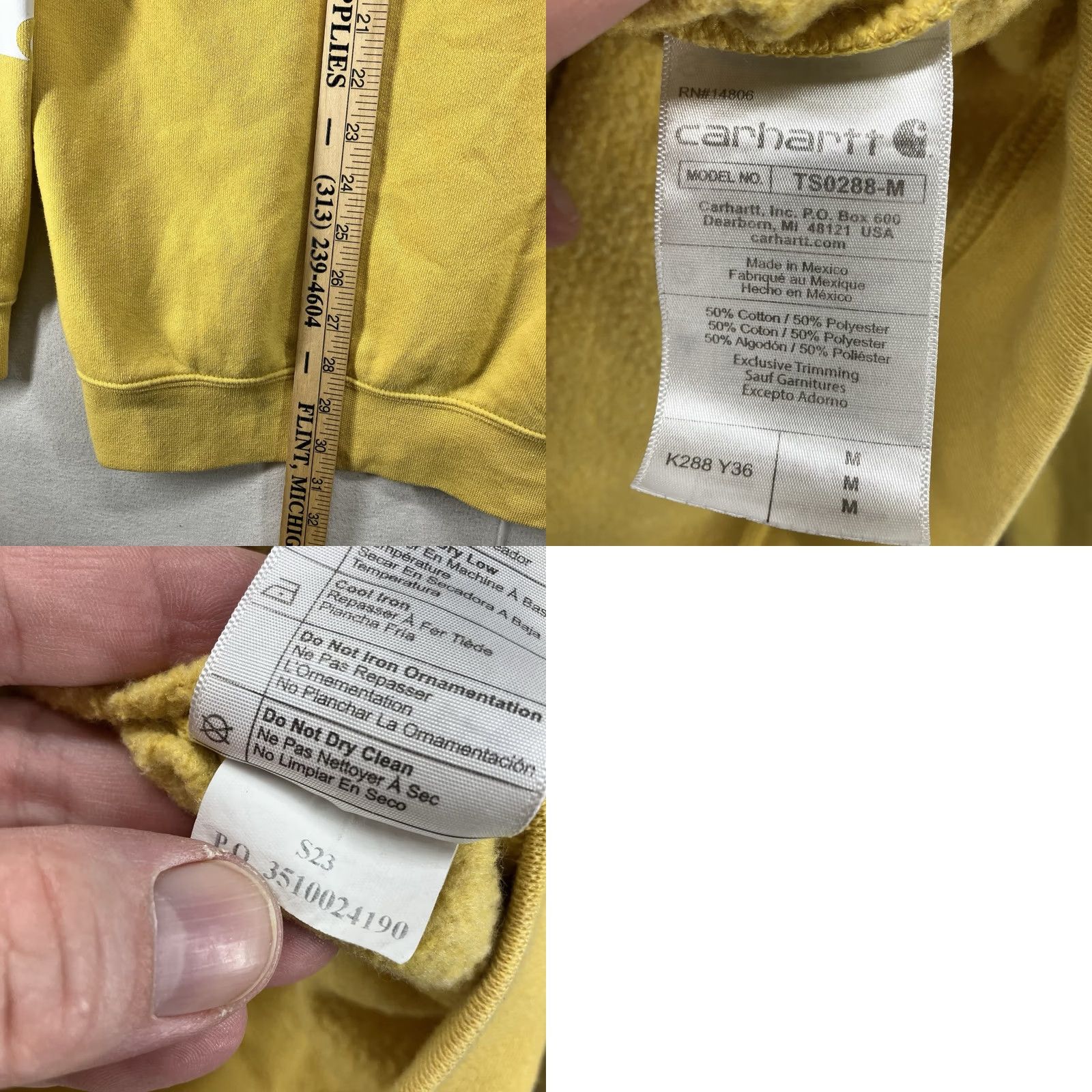 Carhartt Carhartt Hoodie Mens M Yellow Pullover Sweatshirt Midweight Logo K288 Loose Fit Size US M / EU 48-50 / 2 - 10 Thumbnail
