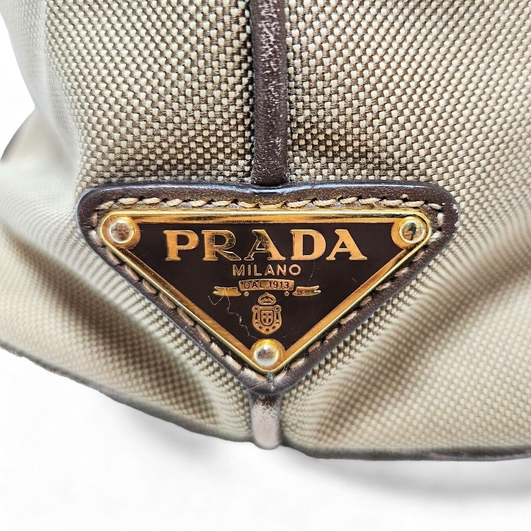 Prada Prada - Jacquard 2way Handbag Beige Brown Leather Size ONE SIZE - 5 Thumbnail