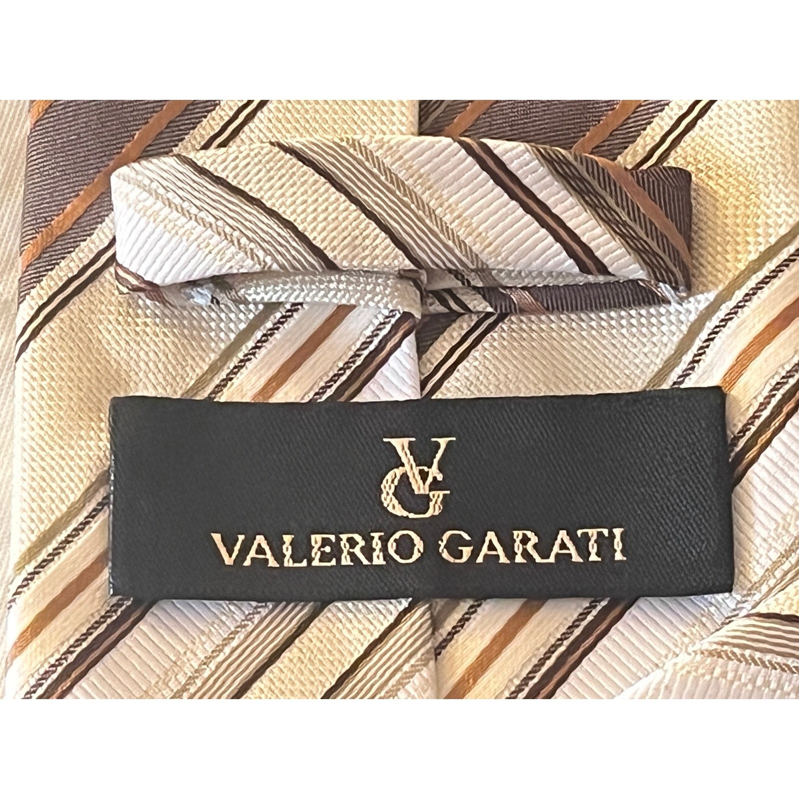 Other Valerio Garati Necktie - 100% Polyester Striped Tie Brown Size ONE SIZE - 6 Thumbnail