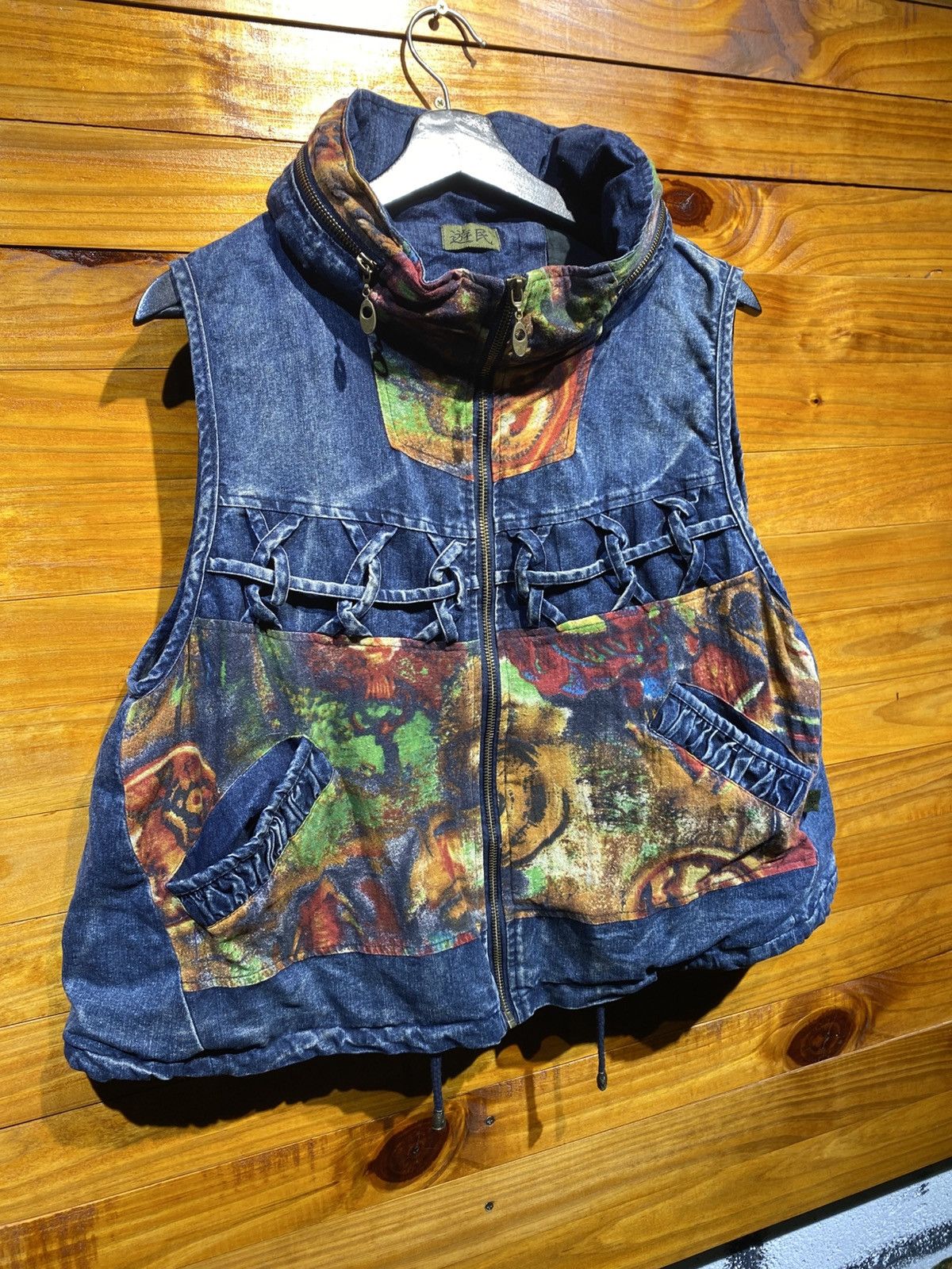 Japanese Brand Vintage Asian-Inspired Denim Patchwork Vest – Artistic Size US M / EU 48-50 / 2 - 5 Thumbnail