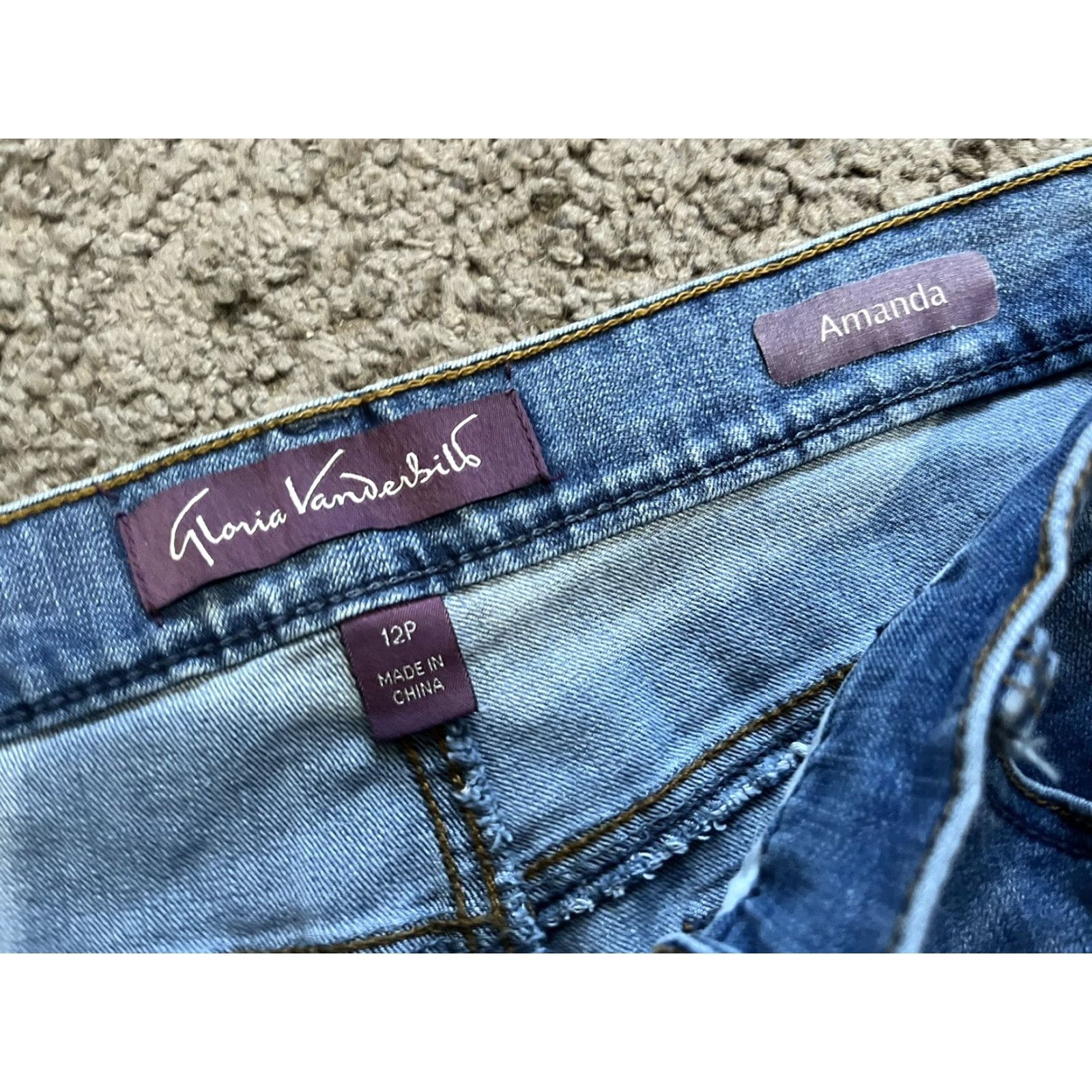 Gloria Vanderbilt Gloria Vanderbilt Amanda Straight Leg Jeans Women's 12P Dark Wash Blue Denim Regular Fit Size 34" / US 12 / IT 48 - 5 Thumbnail
