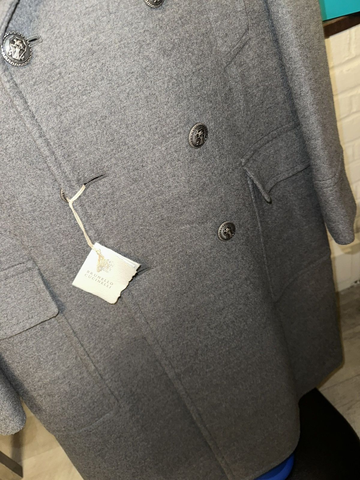 Brunello Cucinelli NWT-Brunello Cucinelli Gray Overcoat Button Closure Size 50 Size US L / EU 52-54 / 3 - 8 Thumbnail