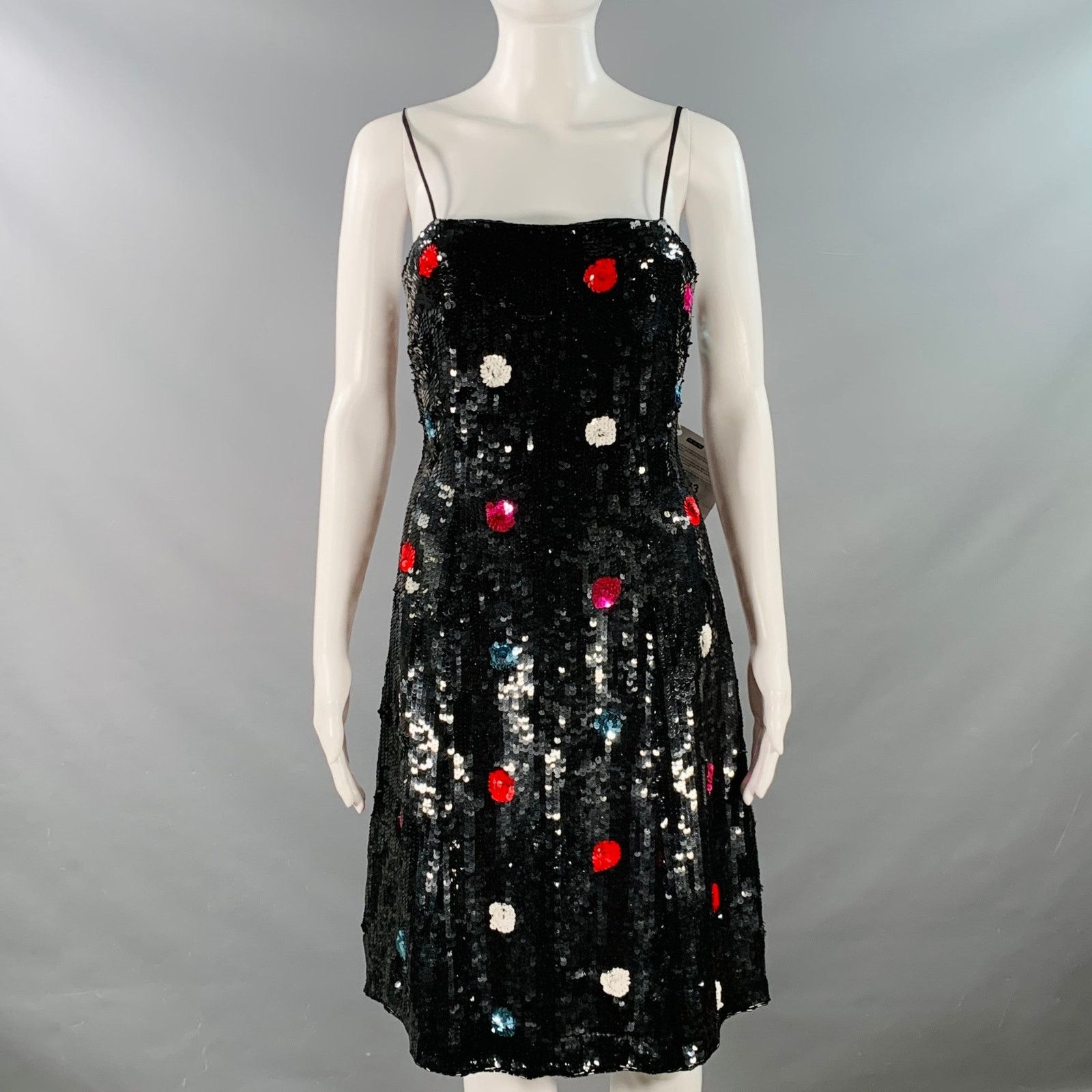Emporio Armani Size 4 Black Multi Color Polyester Sequined Polka Dot Dress Size S / US 4 / IT 40 - 1 Thumbnail