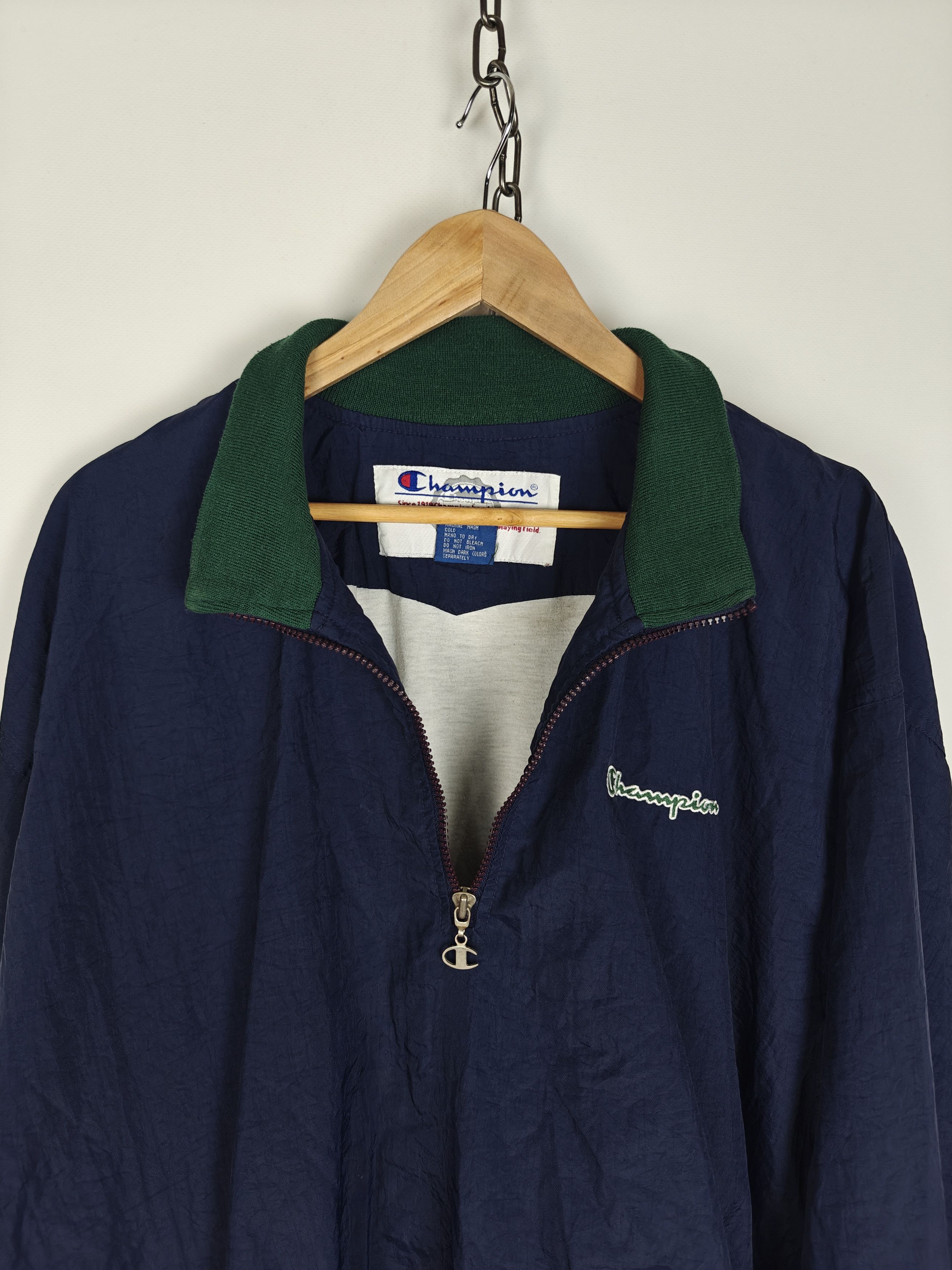 Champion Champion Jacket VTG 1/4 Zip Nylon Blue size XL Size US XL / EU 56 / 4 - 12 Thumbnail