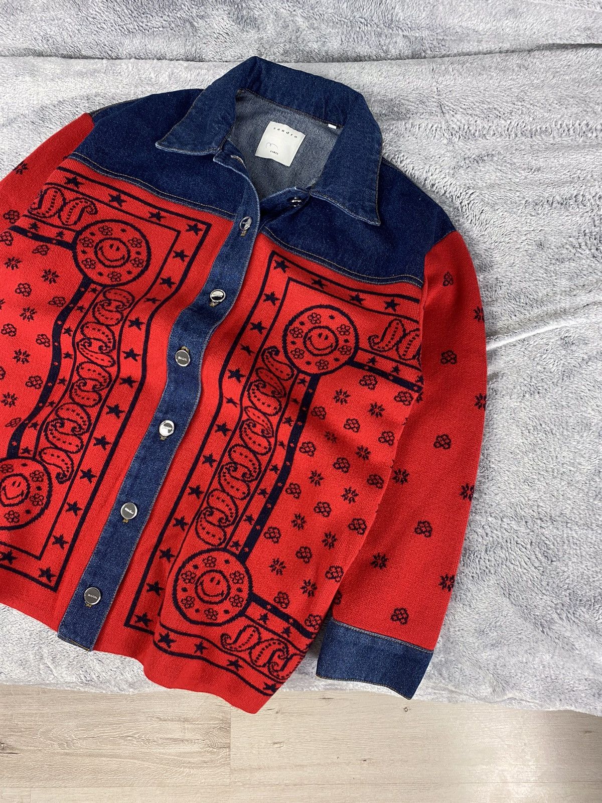 image of Sandro X Smiley Jacket in Red, Women's (Size XS)