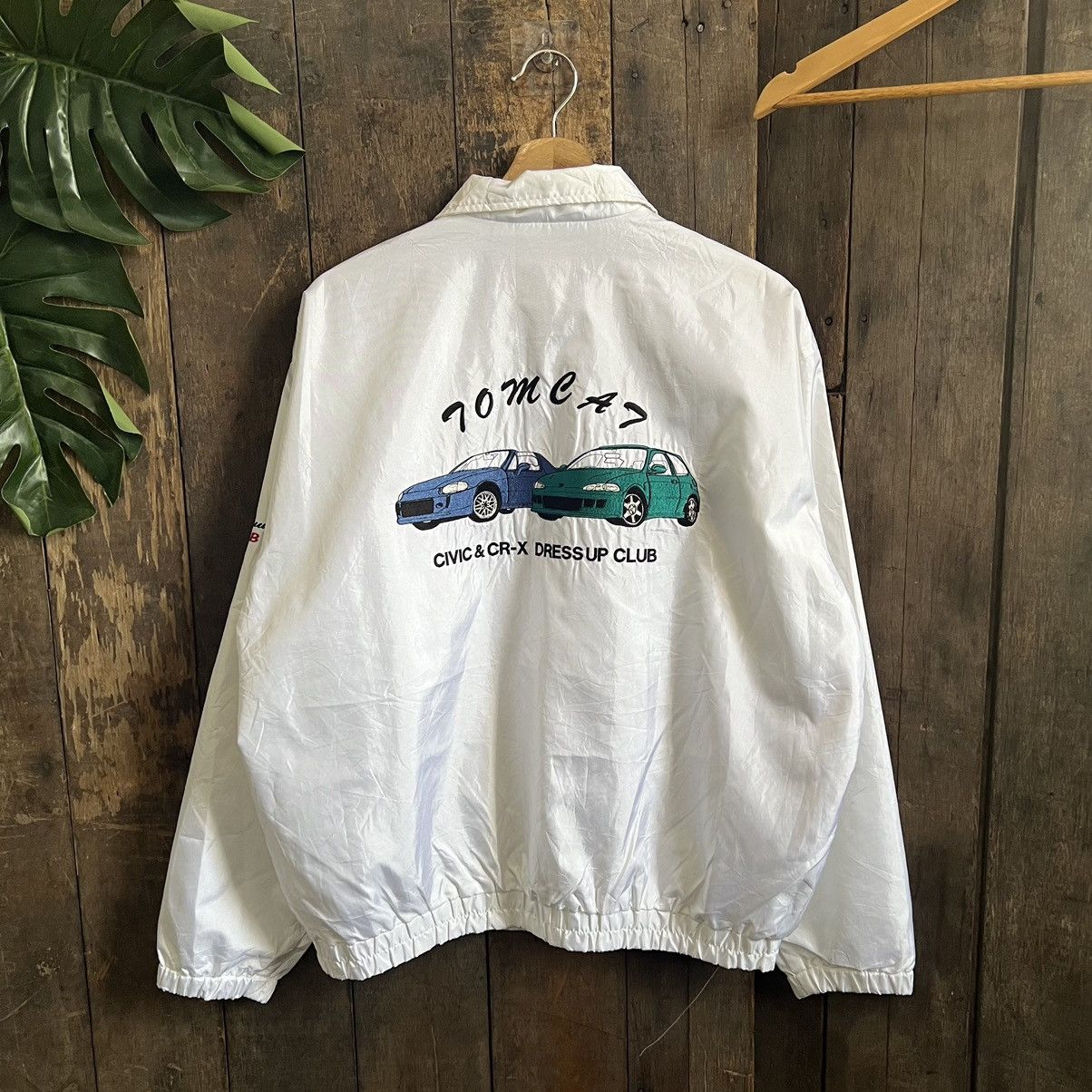 image of Vintage Tomcat Honda Civic & Crx Dressup Club Coach Jacket in White, Men's (Size Large)