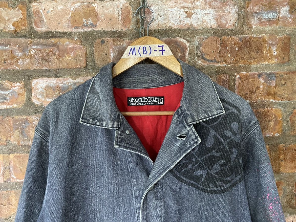 Hex Antistyle 1990s Satanic Boy face Denim Workwear Jacket Size US XL / EU 56 / 4 - 6 Thumbnail