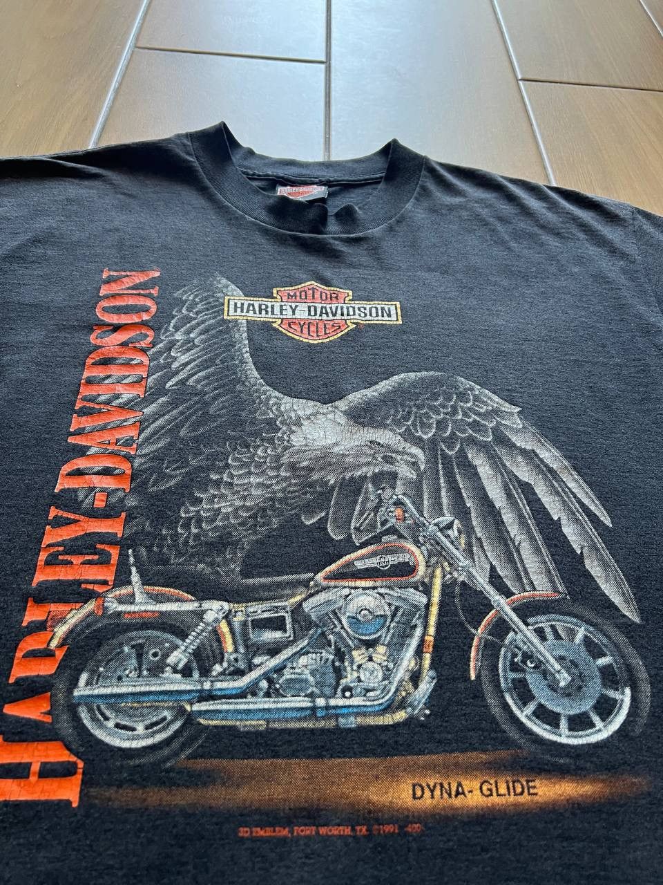 Harley Davidson × Vintage Vintage Harley Davidson 3D Emblem Mens 90s SingleShirt Dyna Size US XL / EU 56 / 4 - 2 Thumbnail