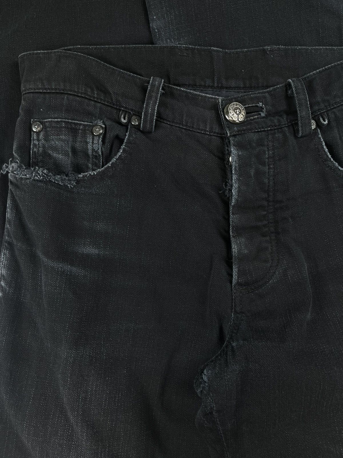 Chrome Hearts Chrome Hearts Thrashed Fleur Knee Bootcut Faded Denim Jeans Size US 30 / EU 46 - 5 Thumbnail