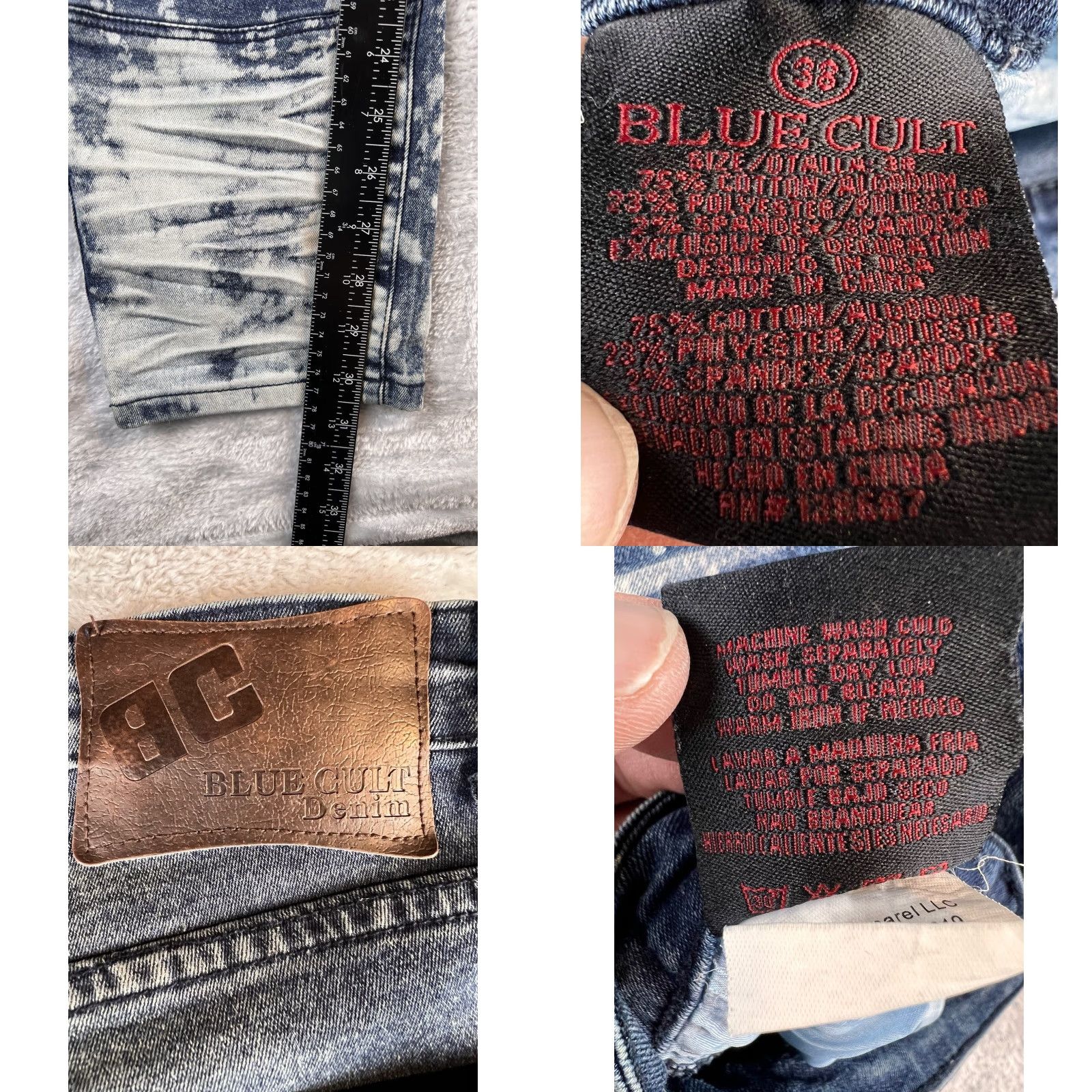 Vintage Blue Cult Jeans Mens 38 Slim Straight Rock City Blue 30.5in Inseam Mens Jeans Slim Straight Rock City Bleached Size US 38 / EU 54 - 8 Thumbnail