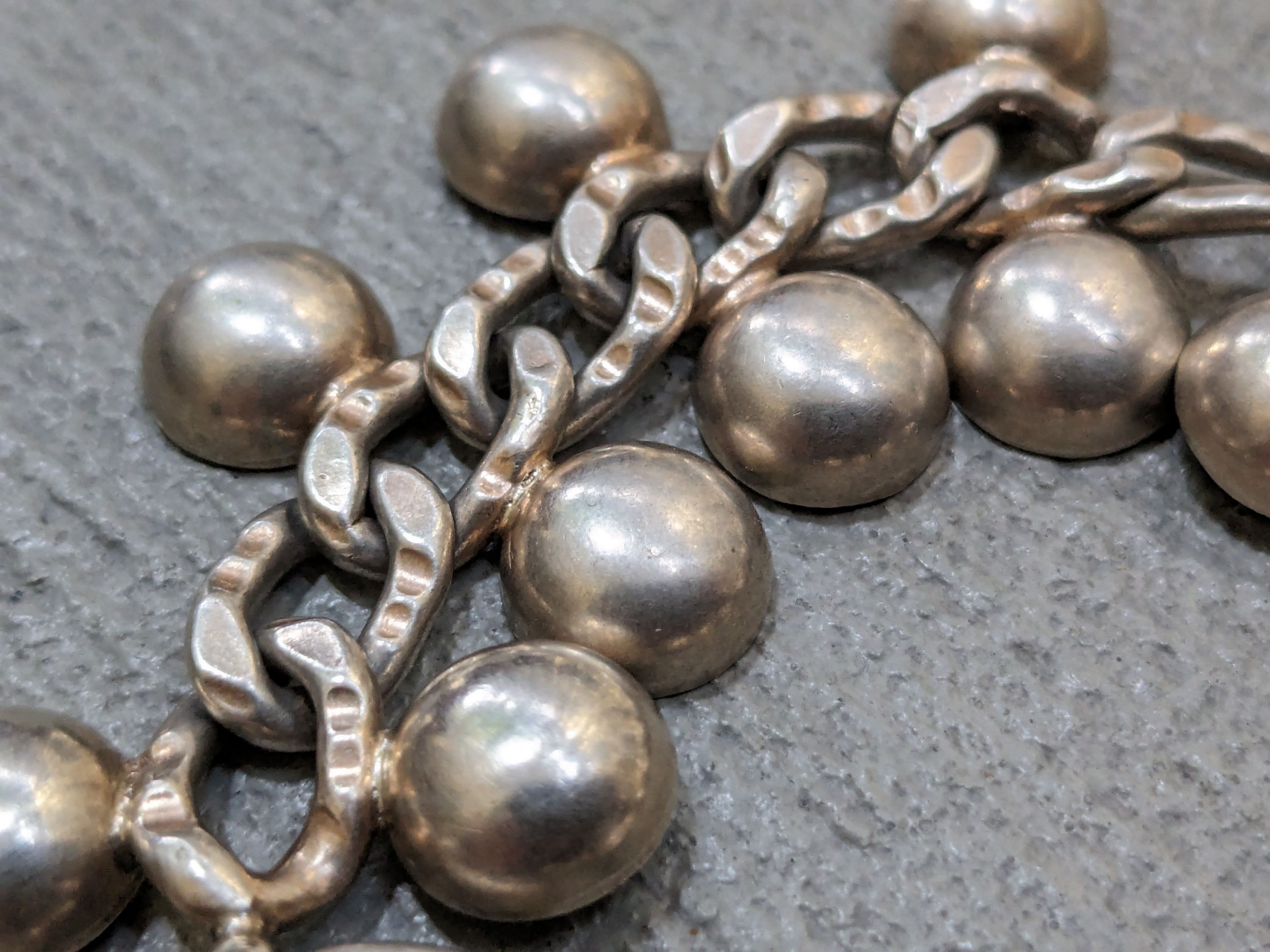 Jewelry Vintage Sterling Silver Bracelet Cuban Chain Charm Link Size ONE SIZE - 4 Thumbnail