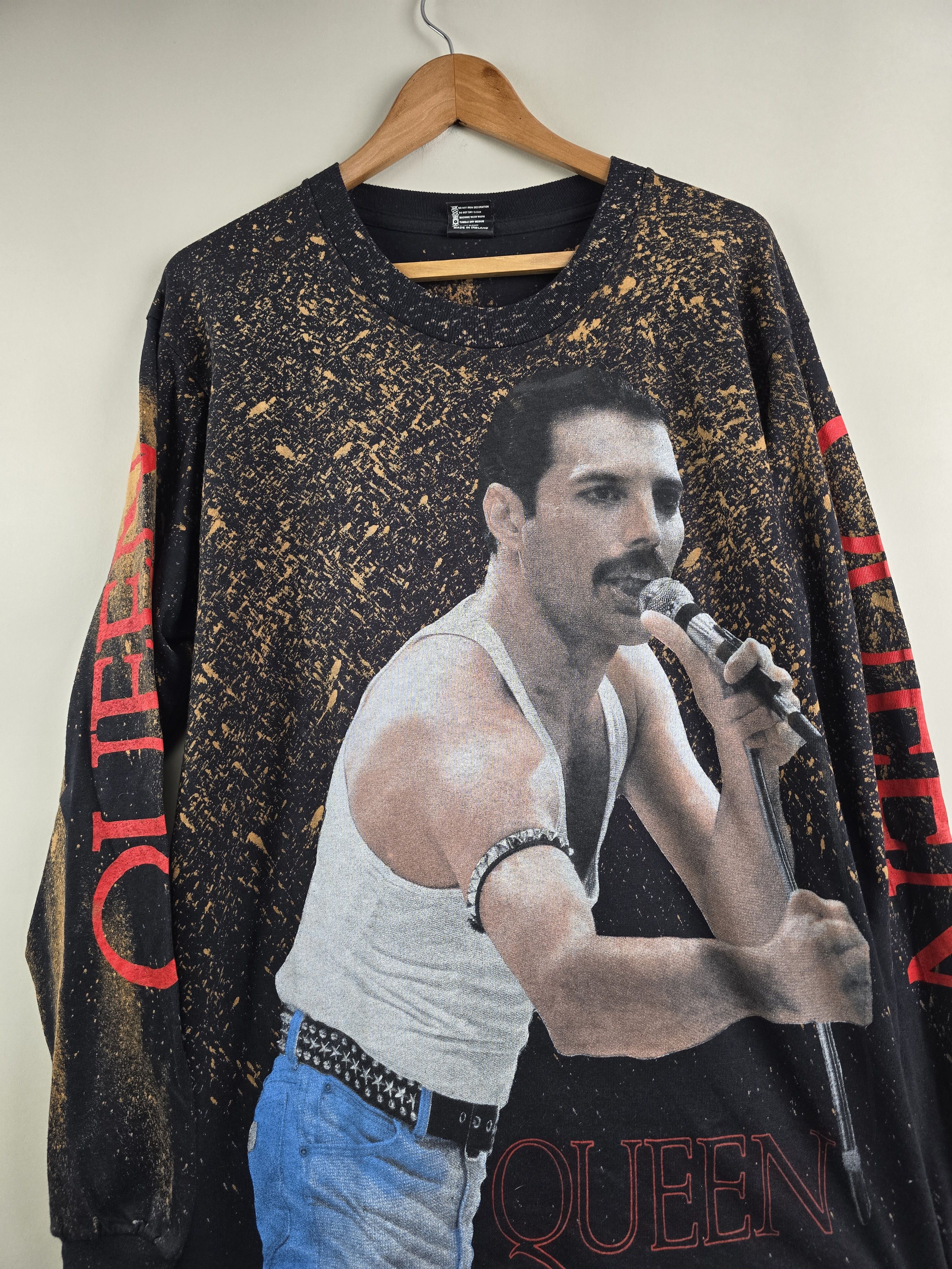 Band Tees × Vintage 90s Queen Freddie Mercury Long Sleeve AOP Size US L / EU 52-54 / 3 - 2 Thumbnail