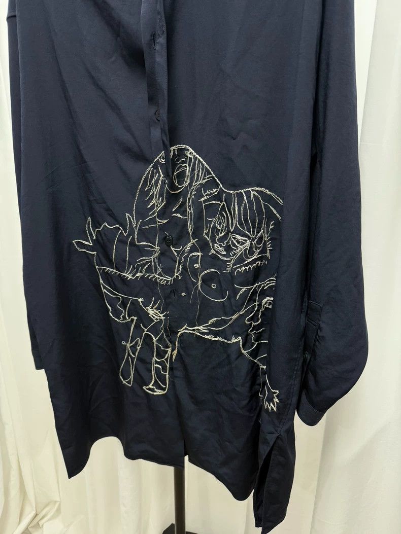 Yohji Yamamoto yohji yamamoto size os Embroidered Silky Shirt 2502-Nextar Size US M / EU 48-50 / 2 - 2 Thumbnail