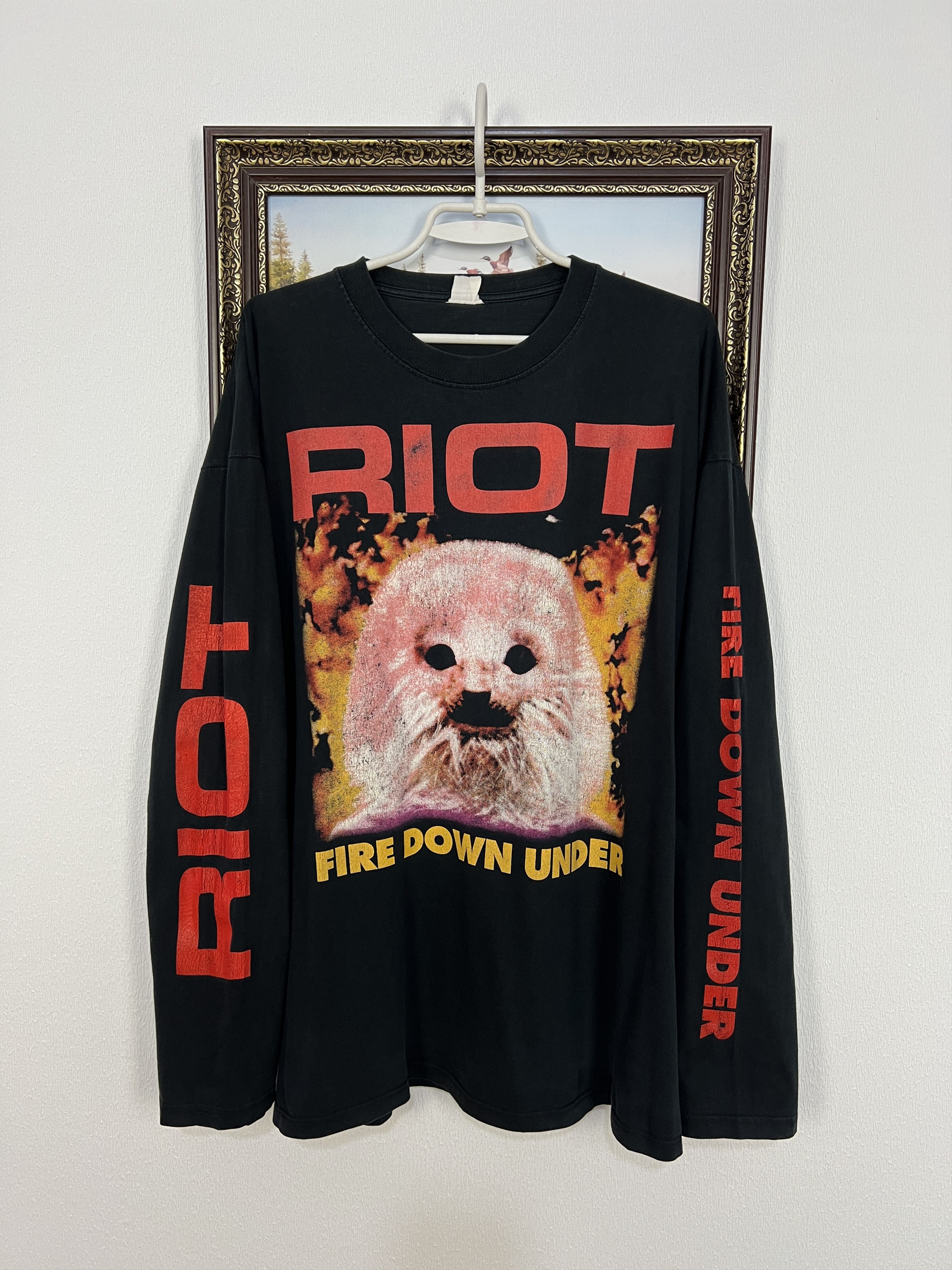 Vintage Vintage 90's Riot Fire Down Under Tour Tee Heavy Metal Rare Size US L / EU 52-54 / 3 - 1 Thumbnail