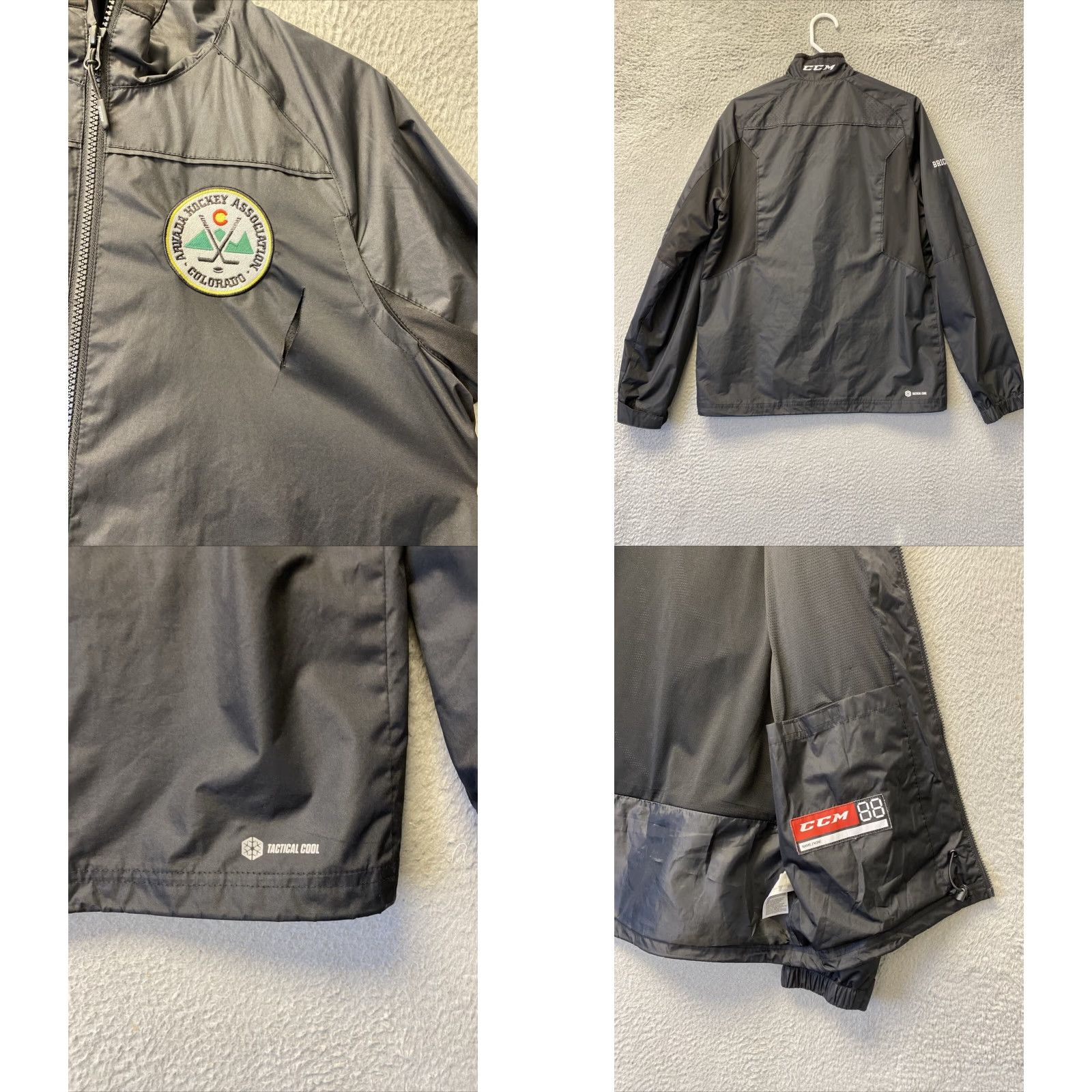 Vintage VINTAGE CCM Nylon Windbreaker Jacket Men Small Black Arvada Hockey 90s-00s Size US S / EU 44-46 / 1 - 8 Thumbnail