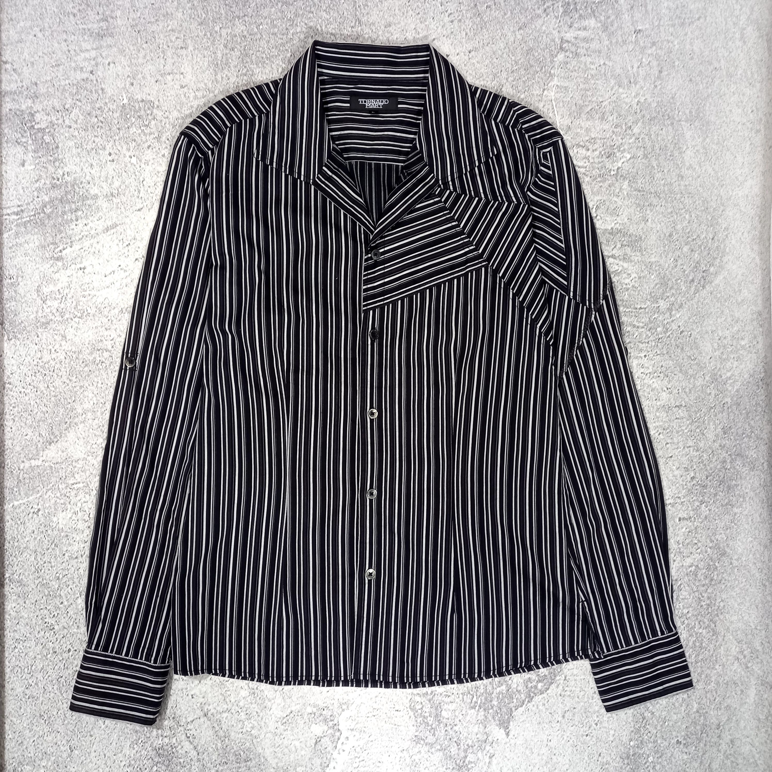 2000s Tornado Mart - Patchwork Stripe Shirt