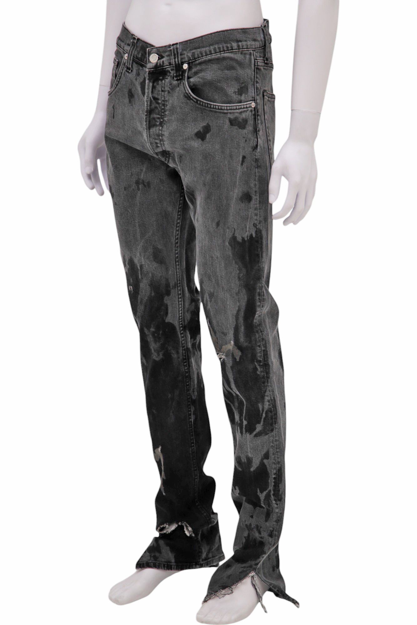 Helmut Lang Grey Distressed Painted Jeans Size US 29 - 4 Thumbnail
