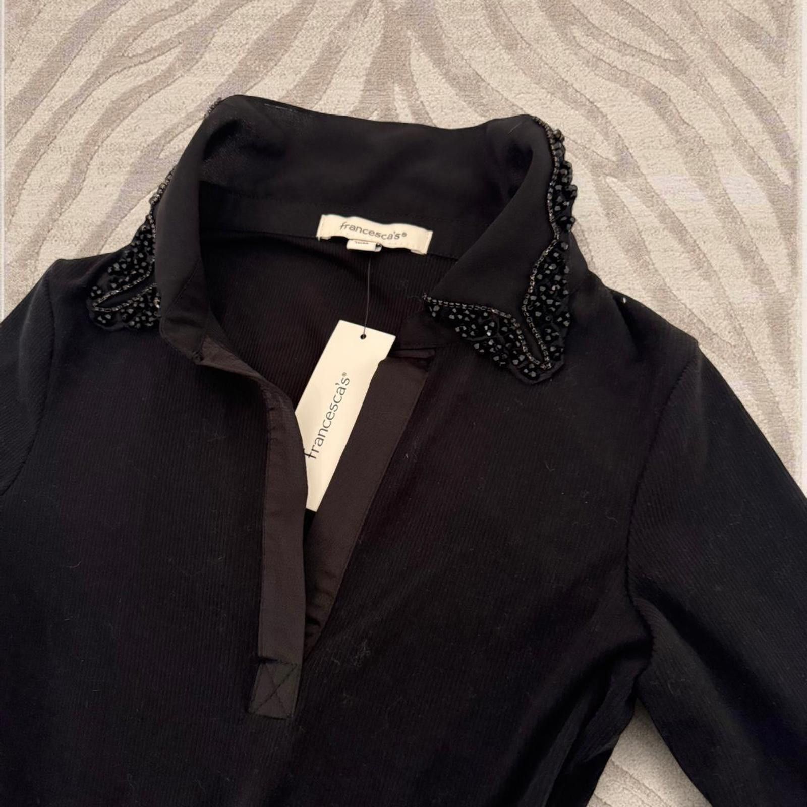 Francesco Smalto Francesca’s Black bodysuit with beaded collar Size ONE SIZE - 3 Thumbnail