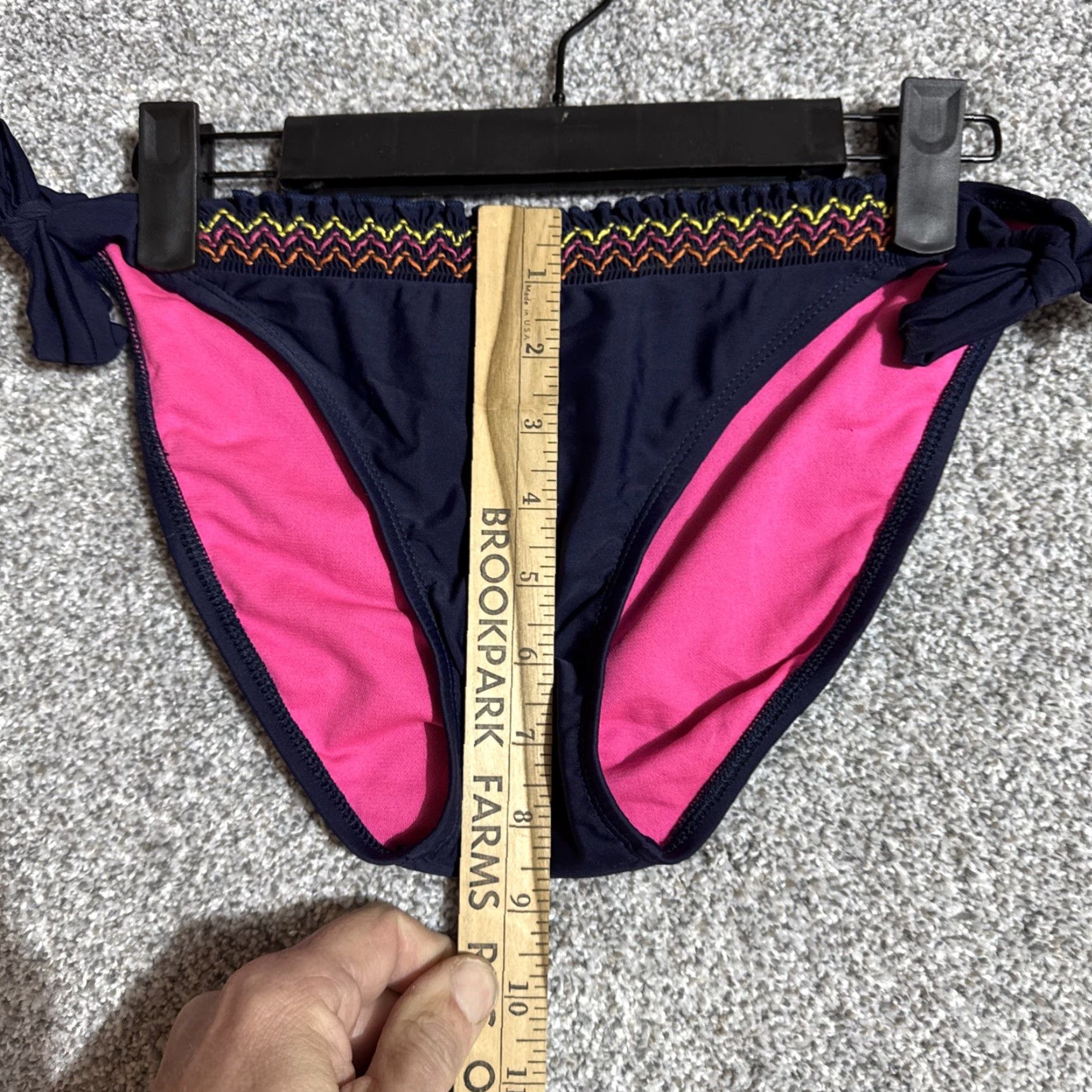 Vintage Hobie Bikini Bottoms Women L Blue Boho Embroidery Tie Side Retro Y2K Swimwear Size 36" / US 14 / IT 50 - 3 Thumbnail