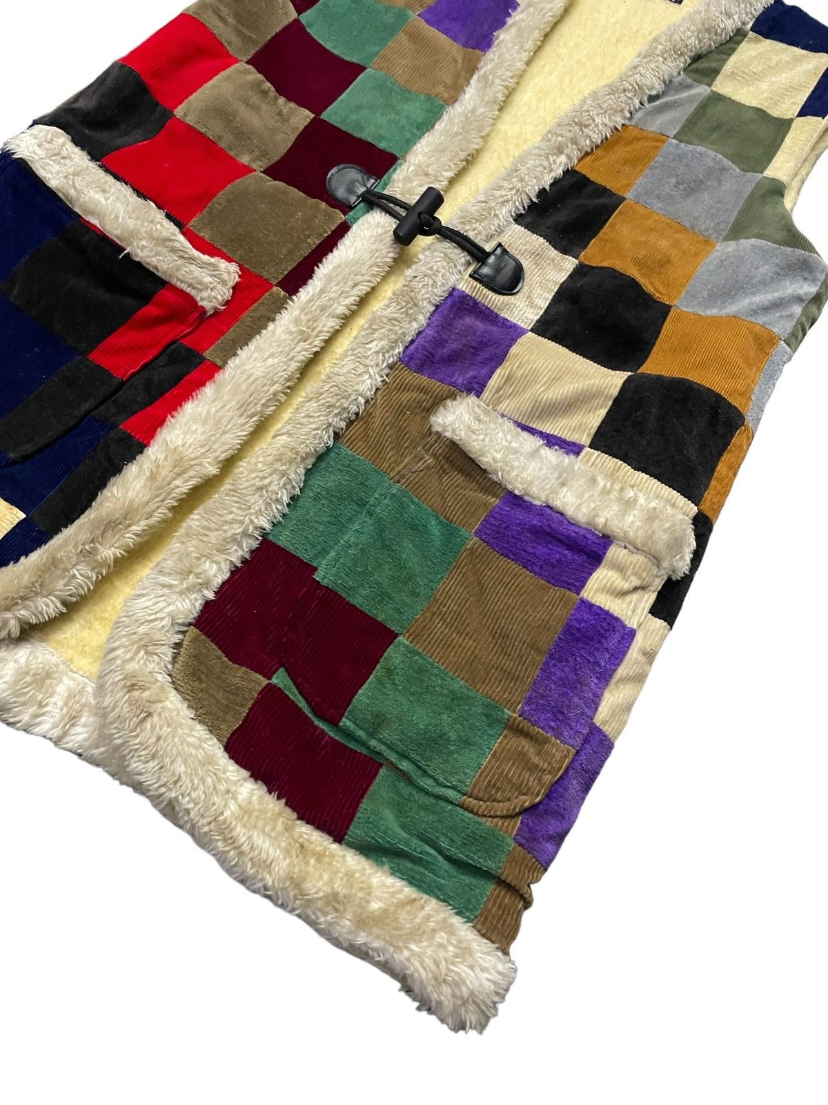 Designer × If Six Was Nine × Japanese Brand Vtg New Look Japan Corduroy Patchwork Hippie Sherpa Fur Vest Size US M / EU 48-50 / 2 - 4 Thumbnail