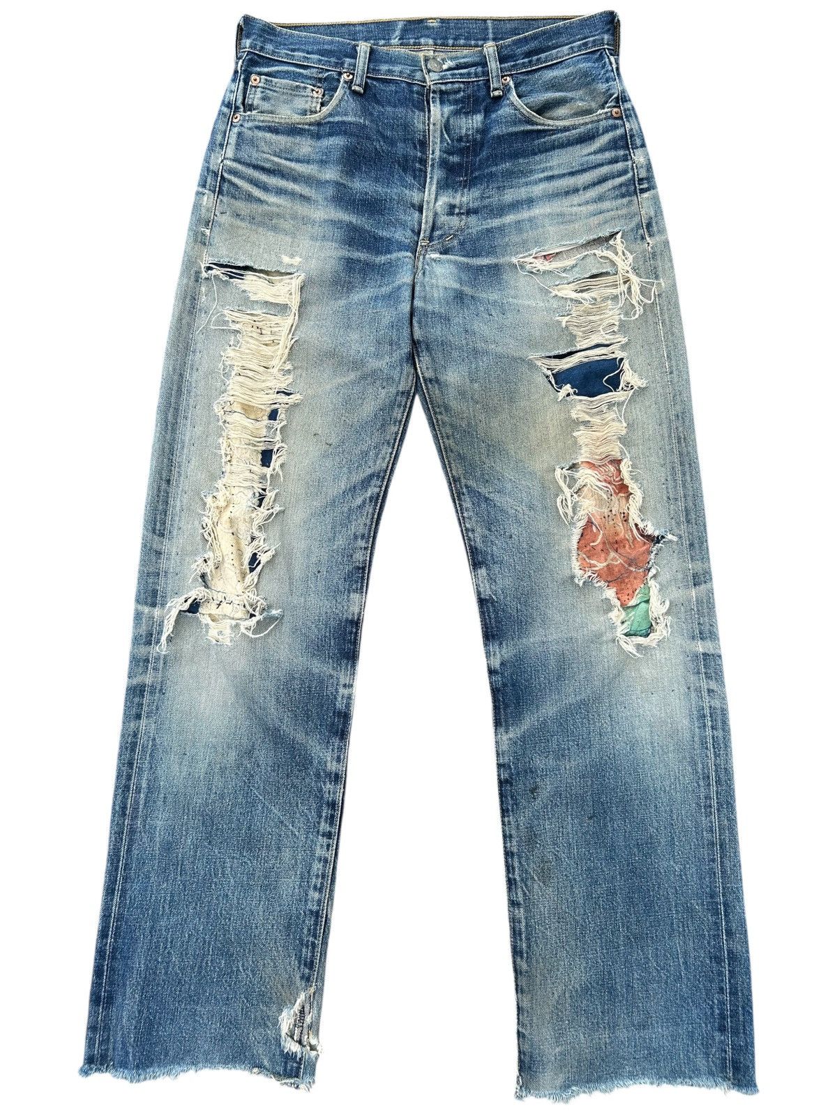 Kapital Thrashed Vintage Levis big E Selvedge Repair Denim Jeans Size US 32 / EU 48 - 1 Thumbnail