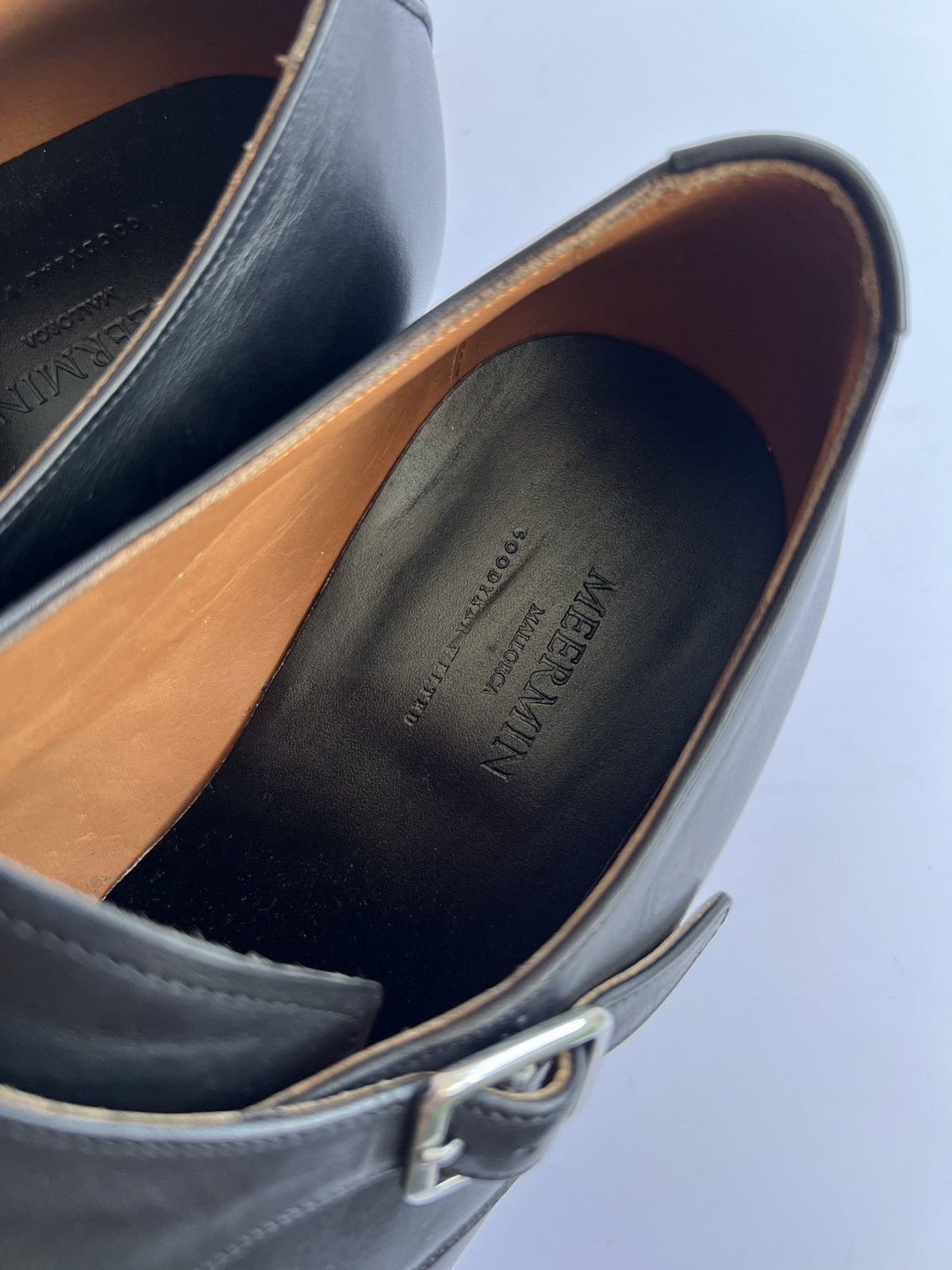 Meermin Meermin - 101341 Black Calf E - Double Monk Dress Shoes Size US 11.5 / EU 44-45 - 9 Thumbnail