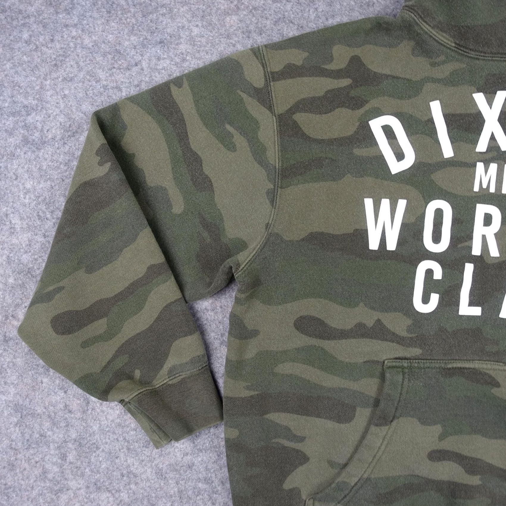 Vintage Dixxon Hoodie Mens M Green Camo Working Class Pullover Sweatshirt Hooded Crew Neck Pockets Graphic Print Satin Size US M / EU 48-50 / 2 - 6 Thumbnail