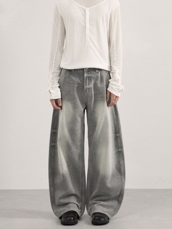 Japanese Brand American retro tie-dye loose wide-leg curved jeans Size US 32 / EU 48 - 1 Thumbnail