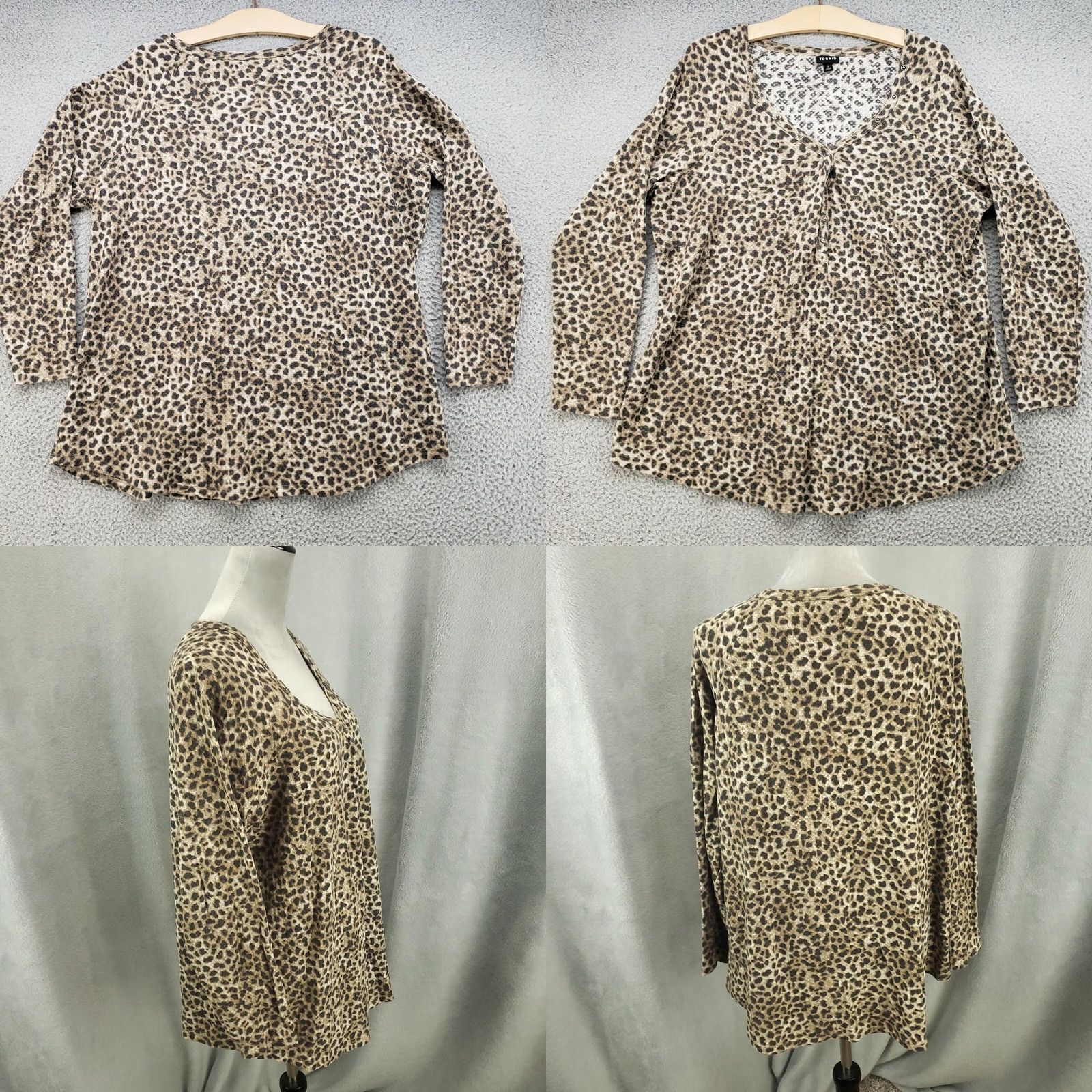 Torrid Torrid Womens Top Size 2X Leopard Chetah Animal Print Snap Up Neck Popover Size XXL / US 16-18 / IT 52-54 - 8 Thumbnail
