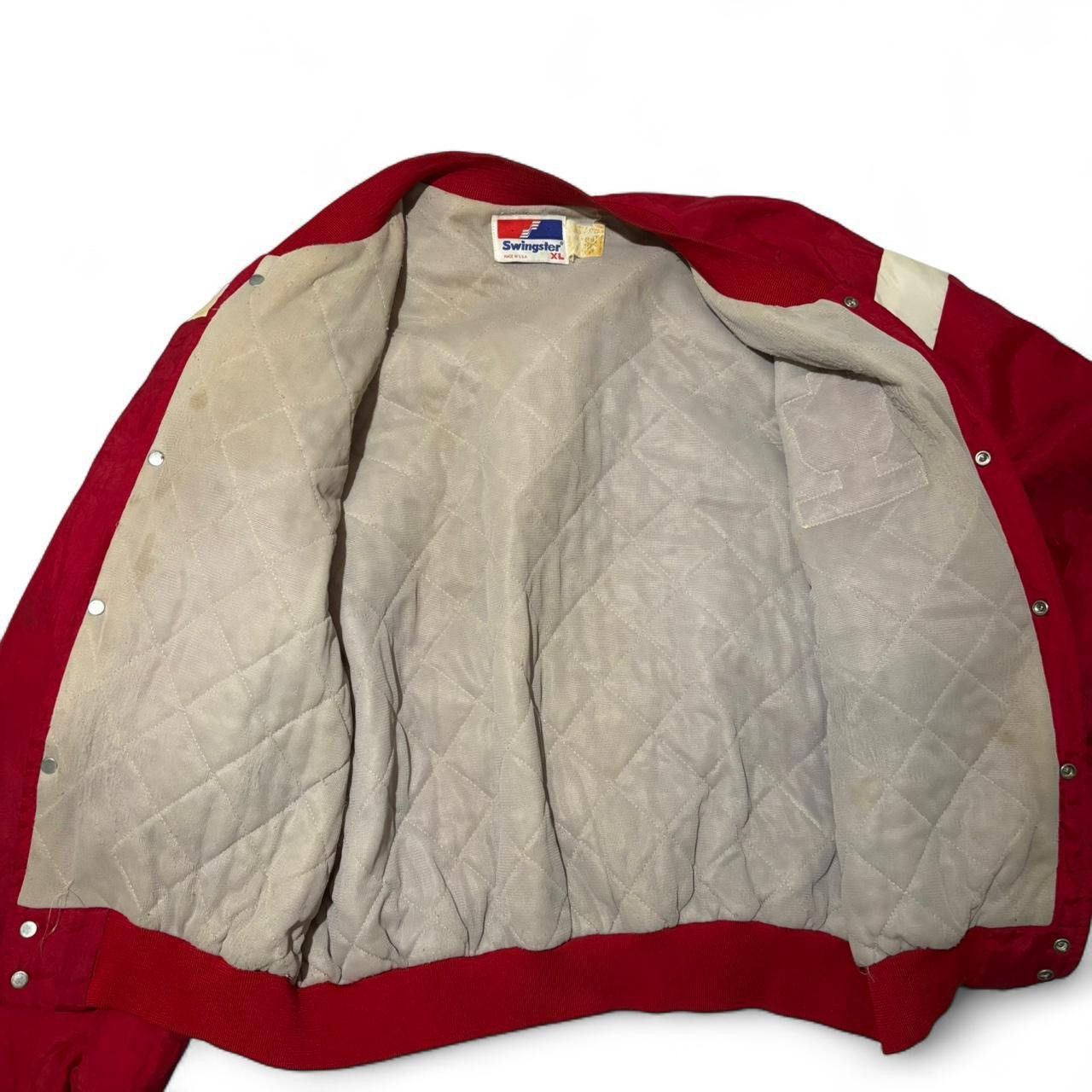 Swingster Vintage 70s Red Nylon Boxy Button-Up Varsity Jacket Size US XL / EU 56 / 4 - 8 Thumbnail