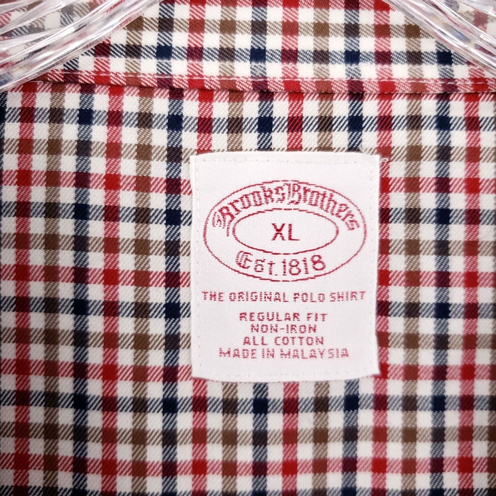 Brooks Brothers Brooks Brothers Shirt Men XL Red Plaid Button Up Long Sleeve Non Iron Size 46R - 4 Thumbnail
