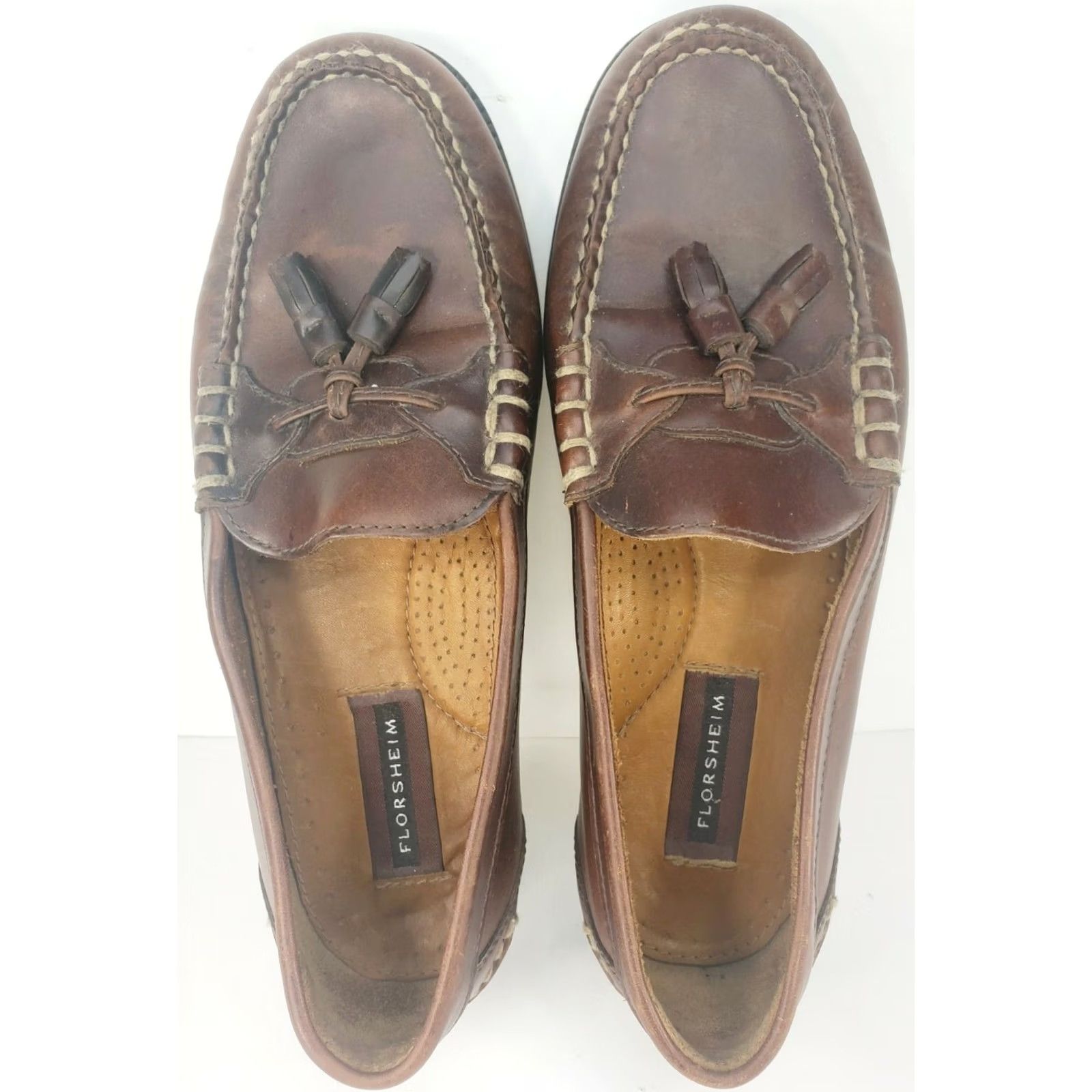 Florsheim Florsheim Brown Leather Loafers Men's 8M Tasseled Slip On Casual Round Toe Cushioned Arch Support Size US 8 / EU 41 - 6 Thumbnail