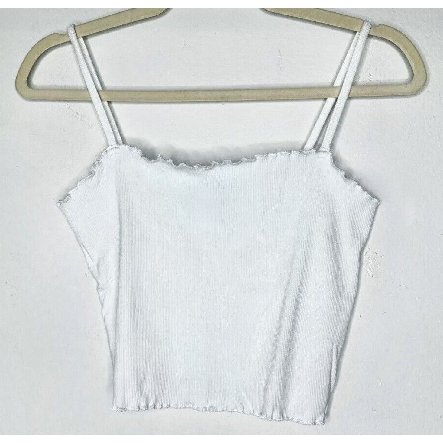Topshop Topshop White Sleeveless Lettuce Spaghetti Strap Crop Top 10 Size L / US 10 / IT 46 - 12 Thumbnail