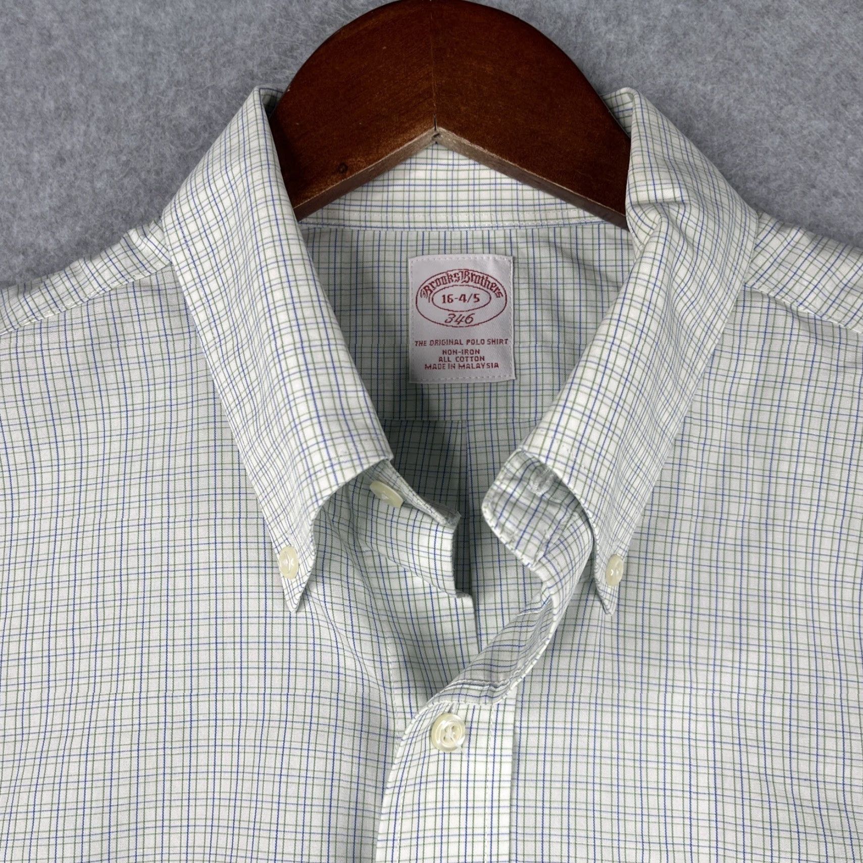 Brooks Brothers Brooks Brothers 346 Shirt Dress Shirt Mens 16 Blue Check Non-Iron Button Up Long Sleeve Regular Mens Size US L / EU 52-54 / 3 - 5 Thumbnail