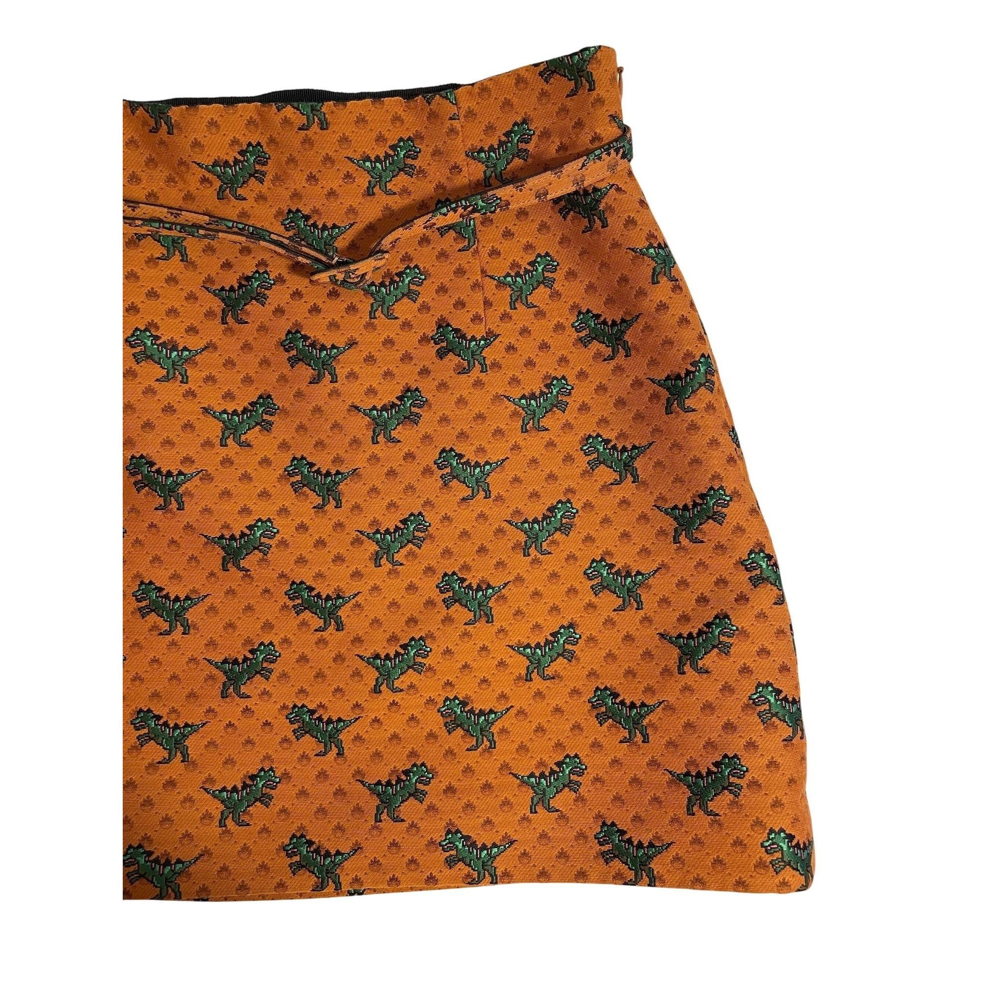 Dior Dior Orange Skirt With Green Dinosaur Pattern & Adjustable B Size 38" / US 16 / IT 52 - 6 Thumbnail