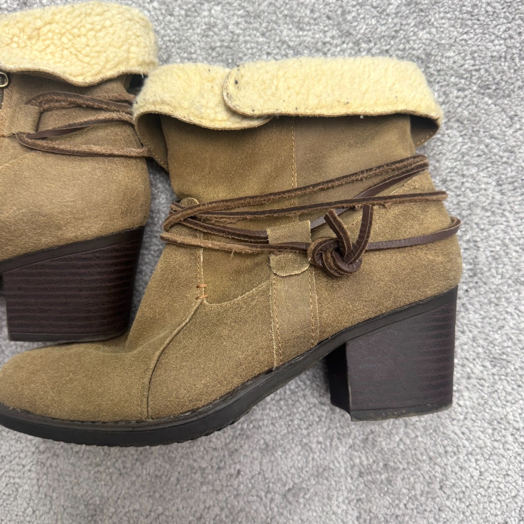 Eddie Bauer VINTAGE Eddie Bauer Women's Ankle Boots Casual Fall Winter Brown Suede Shearling Lined 8M Size US 8 / IT 38 - 5 Thumbnail