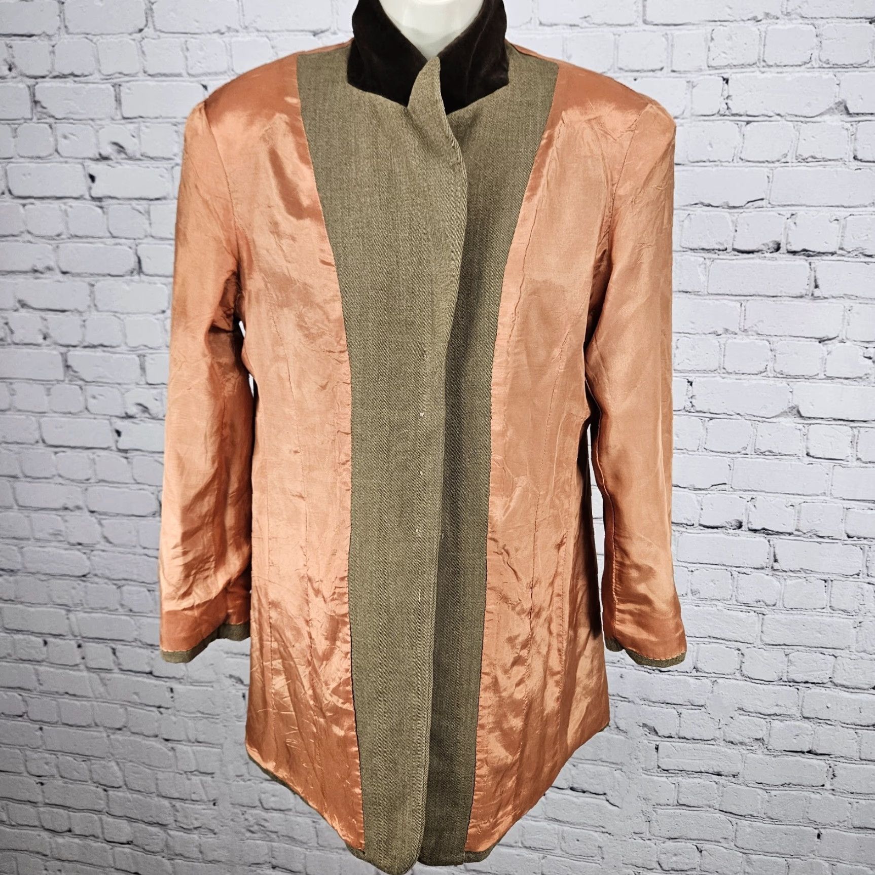 J.McLaughlin VINTAGE J. McLaughlin Jacket Women 8 Brown 100% Wool Velvet Peak Lapel Lined Buttoned Size M / US 6-8 / IT 42-44 - 7 Thumbnail