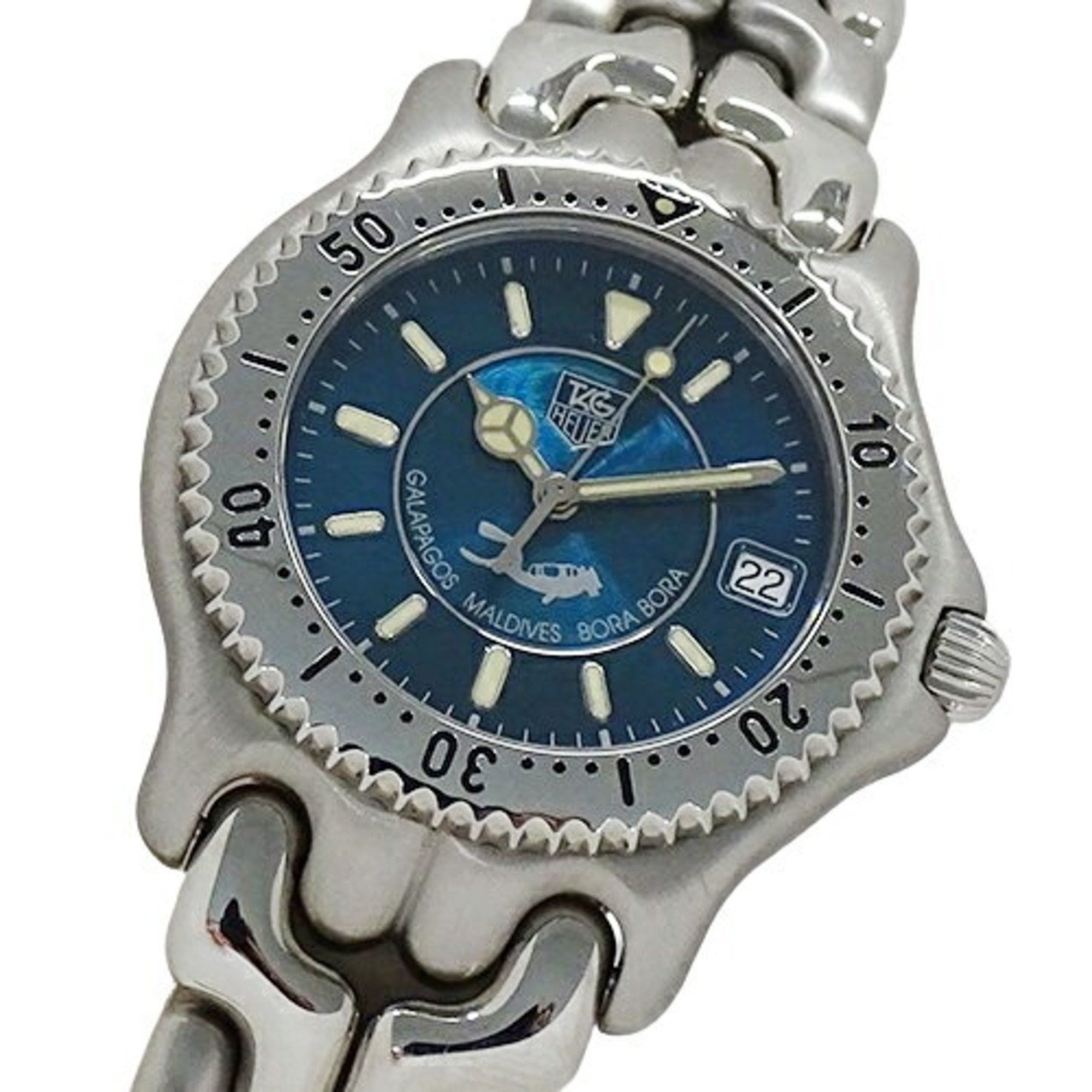 TAG Heuer Cell WG111K Watch for Men Galapagos Maldives Bora 2000 Limited Edition Date Quartz Stainless Steel SS Silver Green