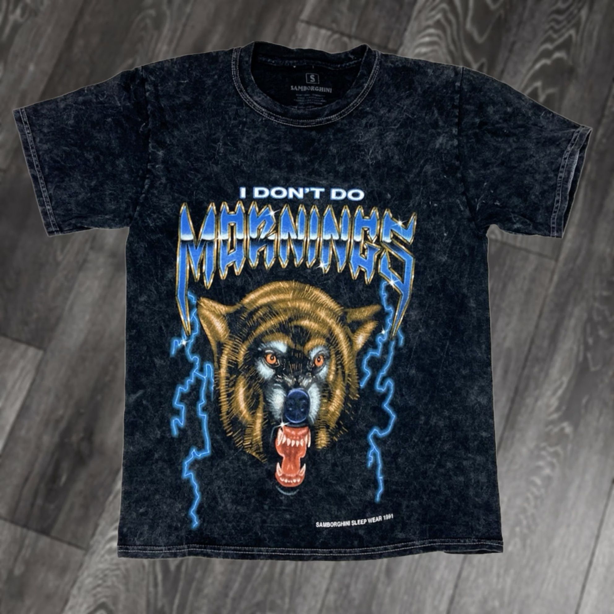 Lamborghini Samborghini T-Shirt Women Small Black Acid Wash Short Sleeve Crew Neck Pullover Shirt Casual Size S / US 4 / IT 40 - 1 Thumbnail