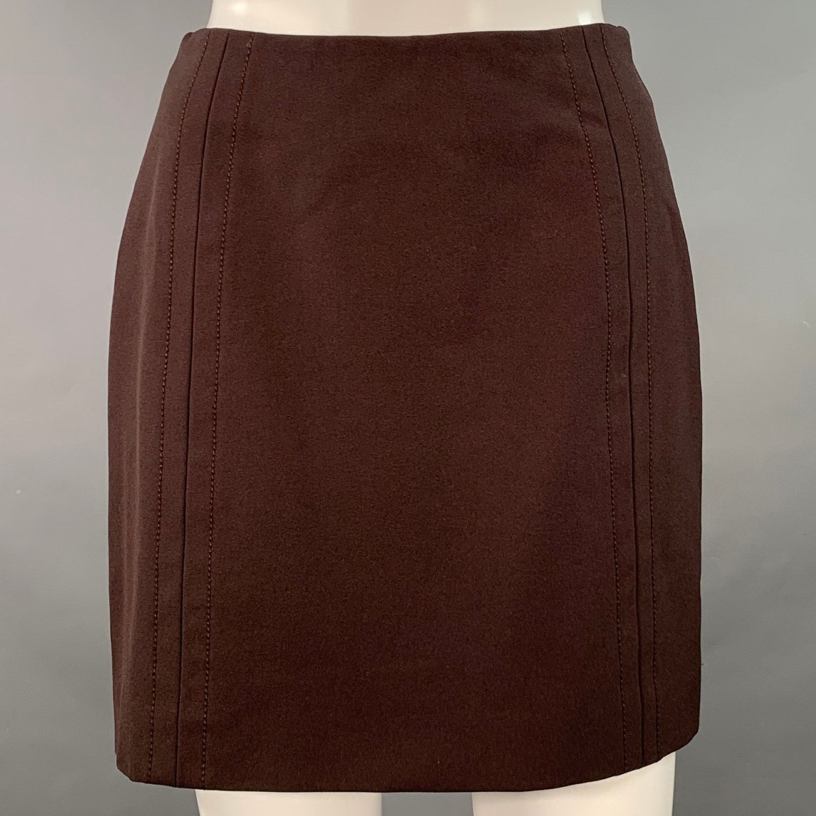 Other 6 Brown Rayon Blend Single Breasted Blazer Mini Skirt Set Size 28" / US 6 / IT 42 - 4 Thumbnail