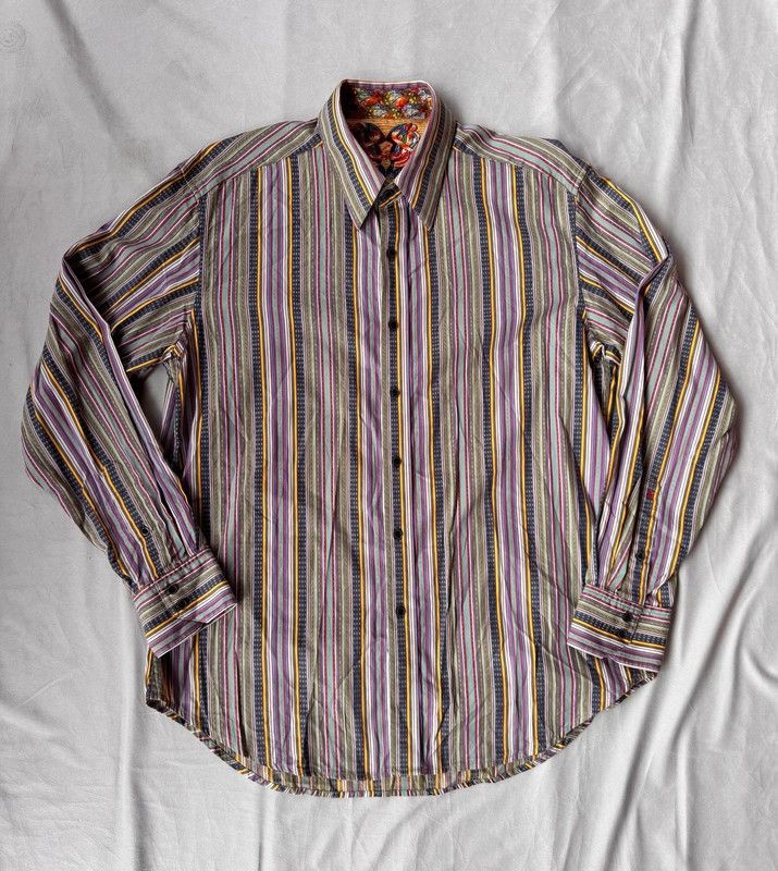 Robert Graham Colorful Men’s Striped Shirt Cotton and Silk Robert Graham Size US L / EU 52-54 / 3 - 7 Thumbnail
