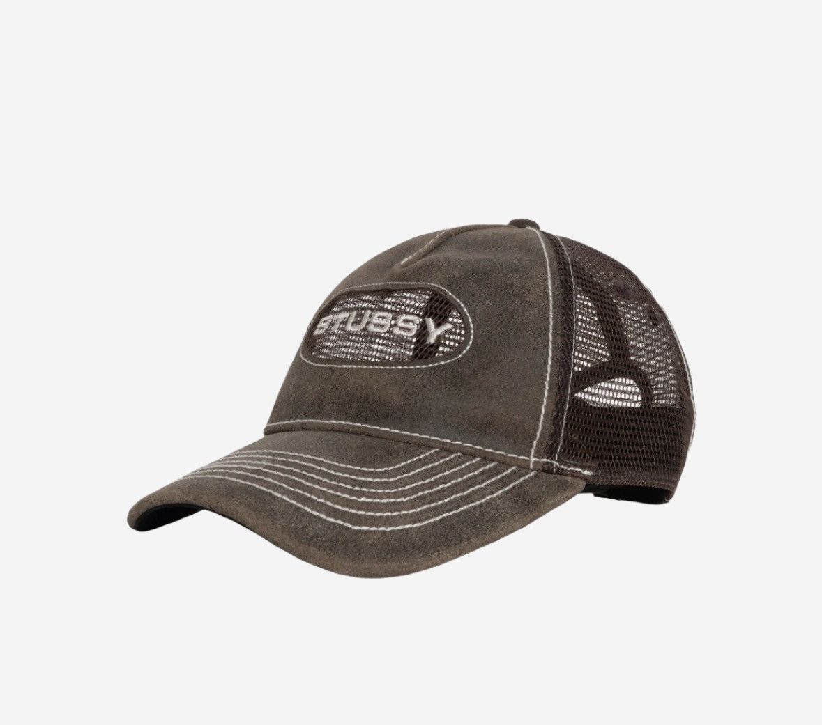 Stussy Stussy Low Pro Trucker Cut-Out Leather Snapback Brown Size ONE SIZE - 2 Thumbnail