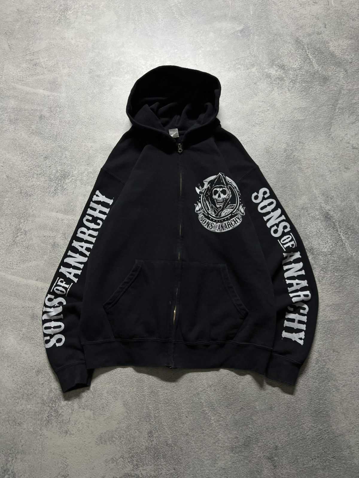 Band Tees × Vintage Vintage Y2k Sons Of Anarchy All Over Print Zip Up Hoodie 00s Size US M / EU 48-50 / 2 - 5 Thumbnail