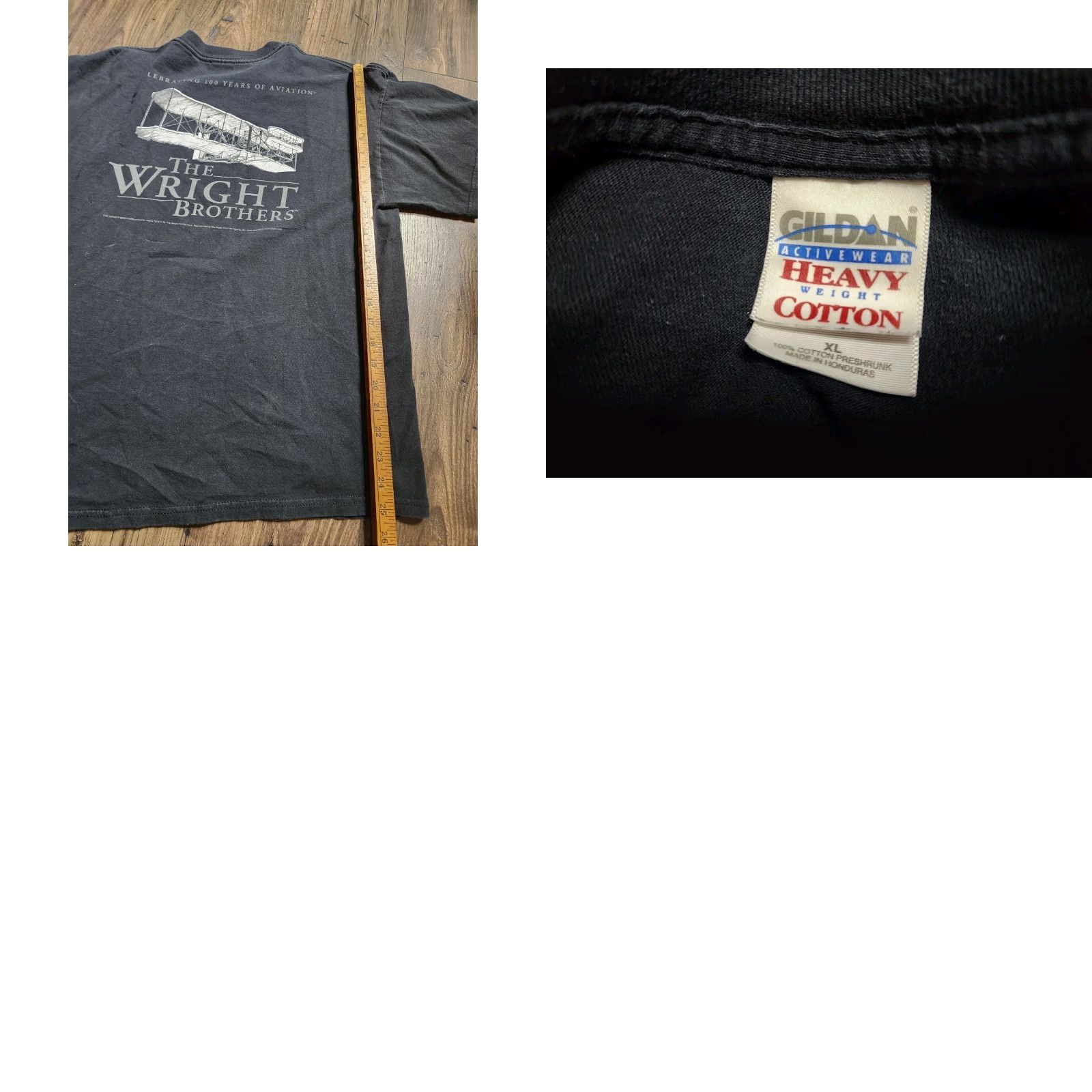 Gildan VINTAGE Gildan 2003 Wright Brothers T-Shirt XL Black Solid Short Sleeve Crew Neck Mens Size US XL / EU 56 / 4 - 8 Thumbnail