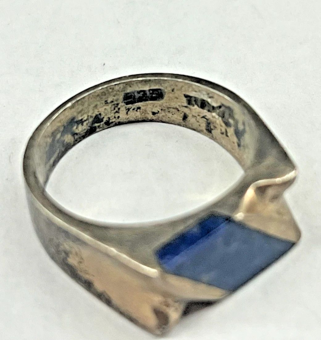 Jewelry Vintage Sterling Silver Ring Blue Sodalite 10 Mexico Size ONE SIZE - 6 Thumbnail