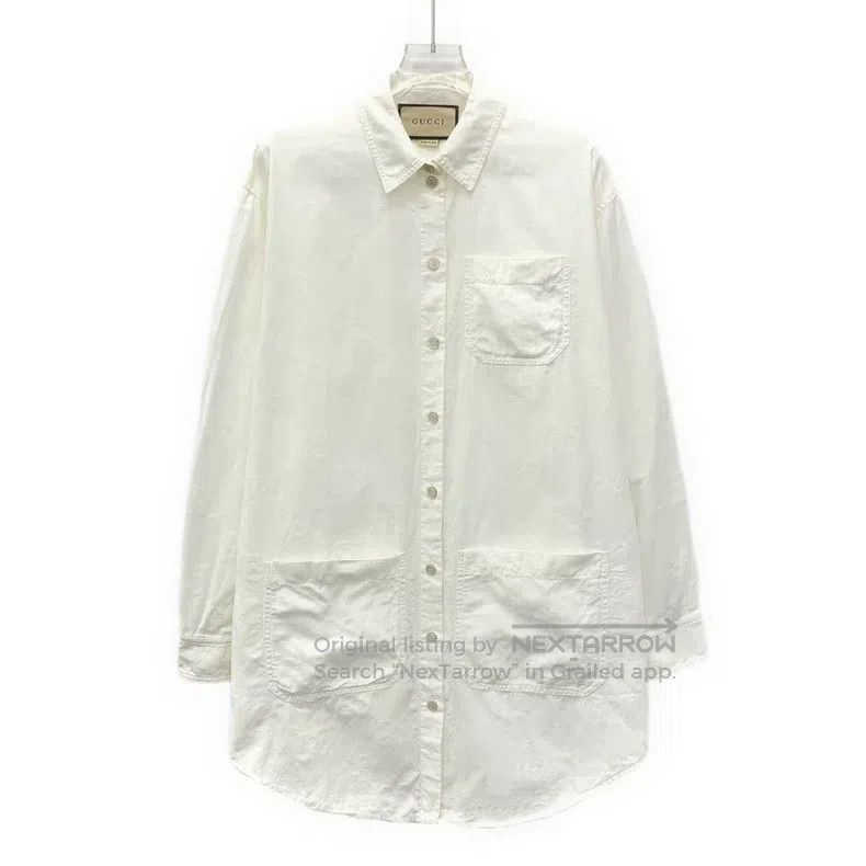 Other Gucci White logo jacquard full-printed cotton lapel single Size US XXS / EU 40 - 1 Thumbnail