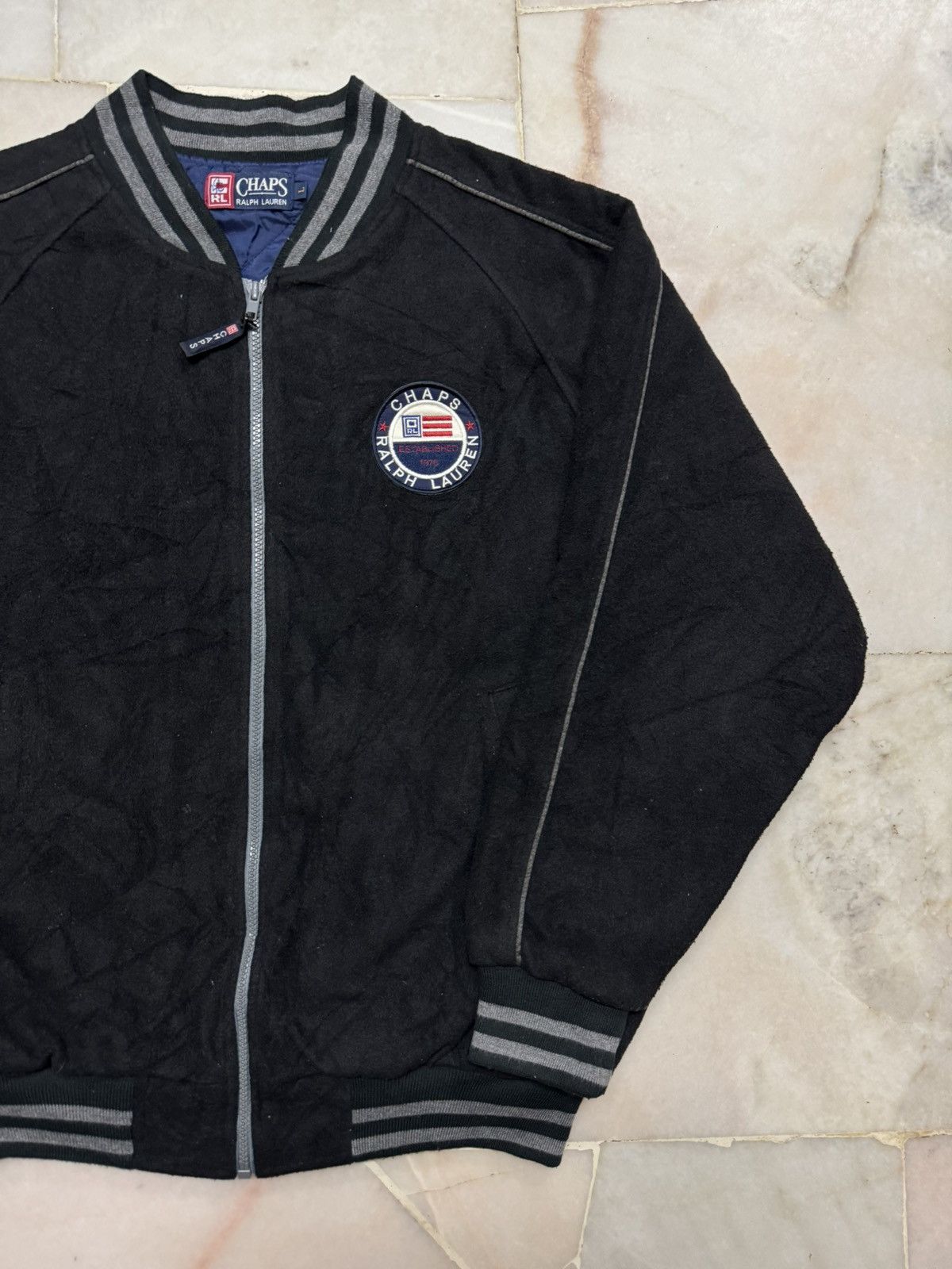 Vintage 💥VINTAGE 90's BASIC JACKET CHAPS RALPH LAUREN SHERPA BLACK Size US L / EU 52-54 / 3 - 6 Thumbnail